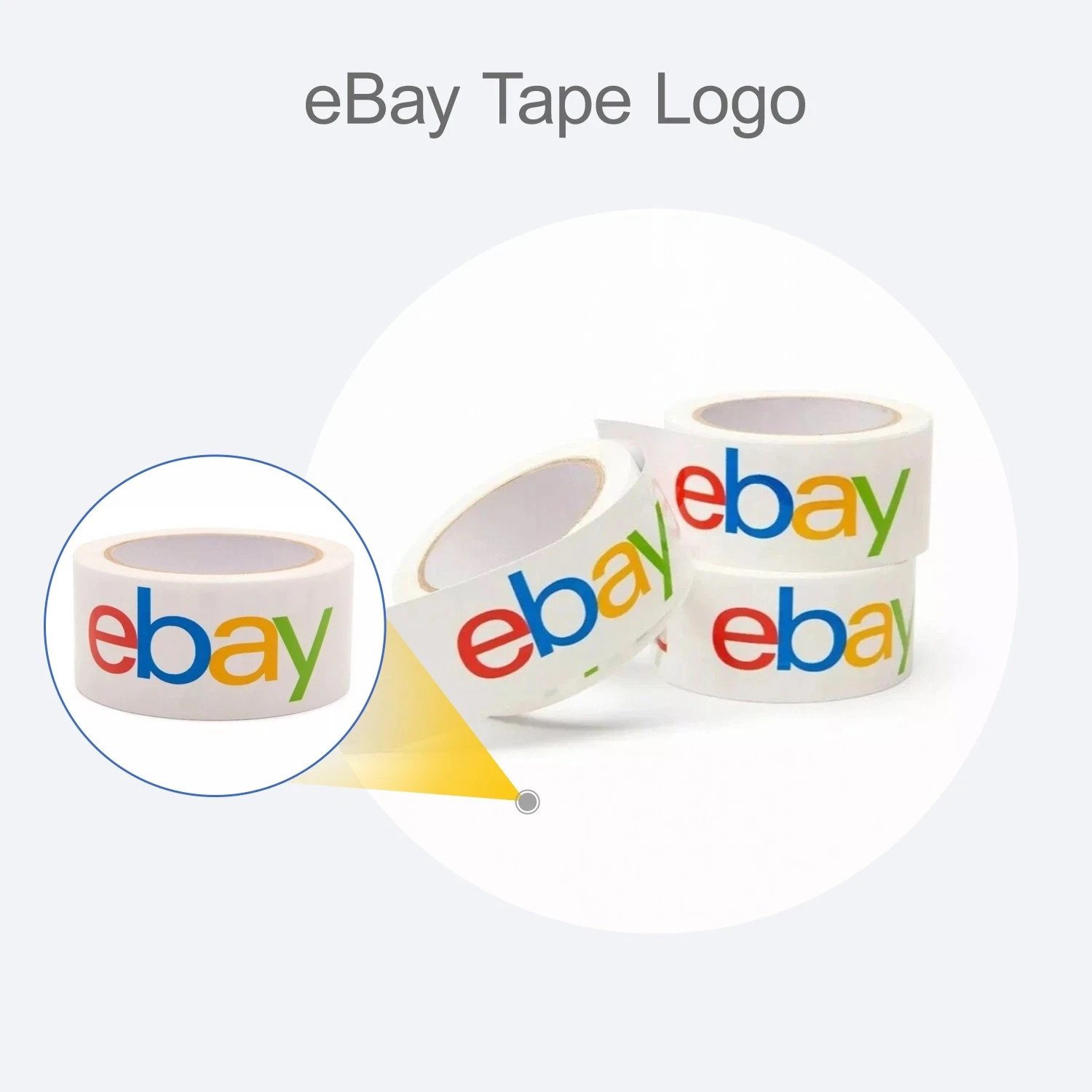 12 ROLLS Official eBay Branded Logo BOPP Shipping Tape White w Color 2″ x 75 yds