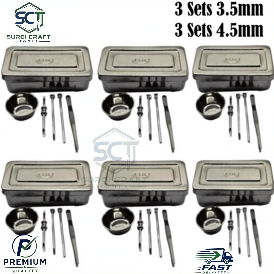 6 Sets HRT Trocar 3.5 mm & 4.5mm Hormone Replacement Pellet Insertion Kit