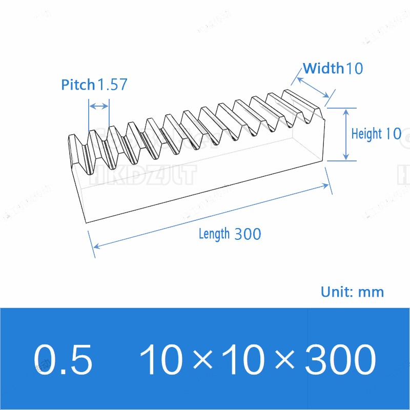 White POM Plastic 0.5 – 2 Mod Spur Gear Racks For CNC Linear Motion Long 300 mm