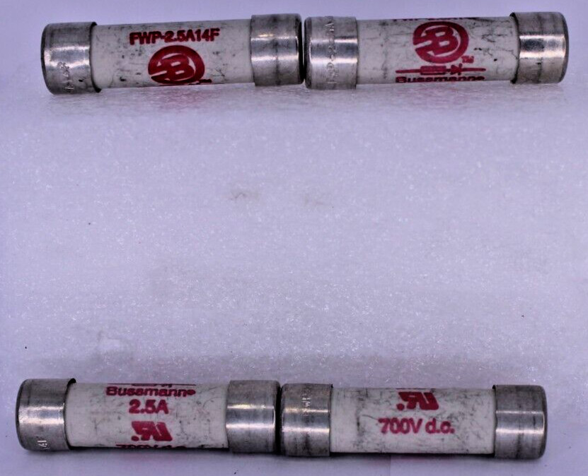 Lot of 10 — BUSSMANN FWP-2.5A14F –2.5A – 700V D.C. FUSE