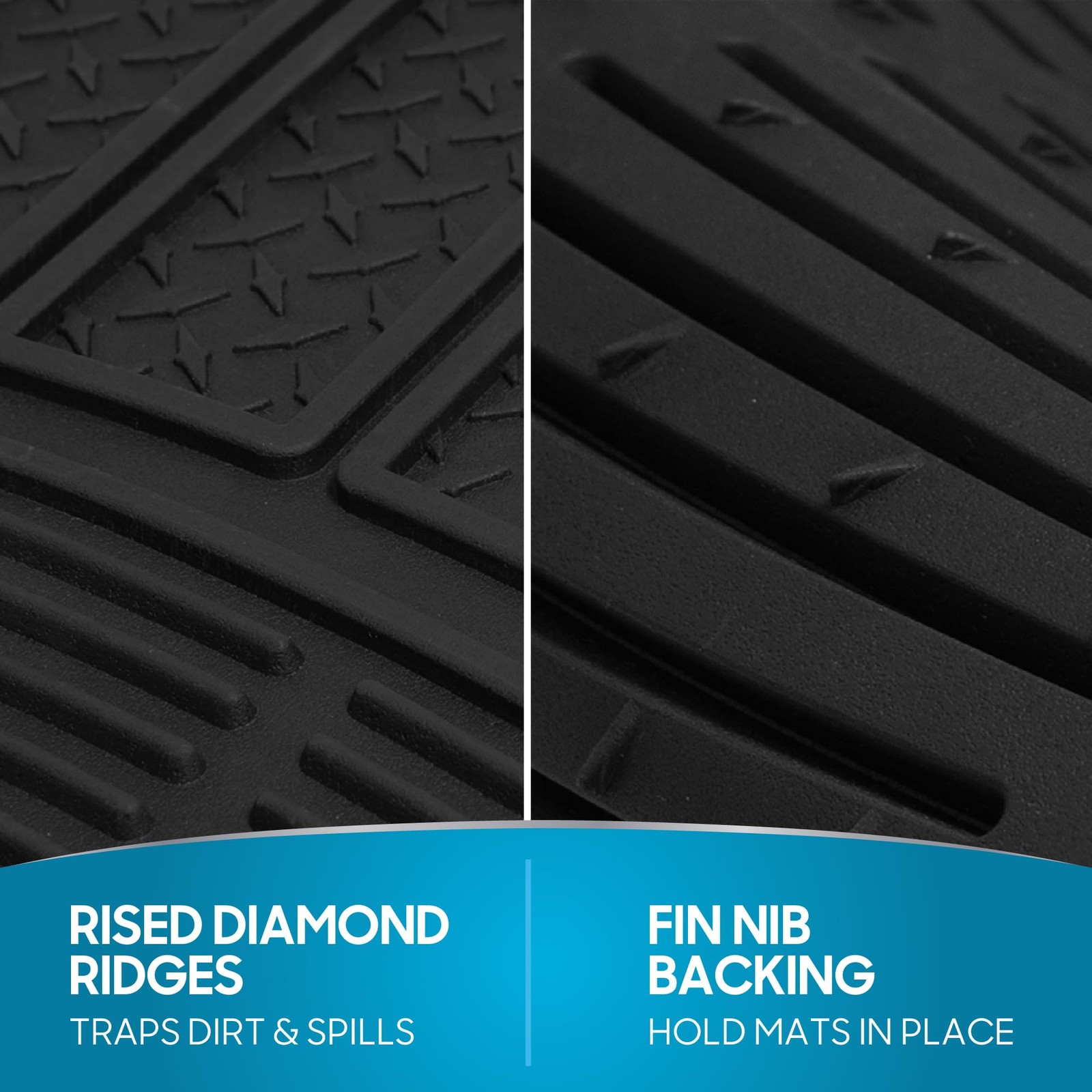 Bdk 3-Piece Proliner Heavy Duty Rubber Floor Mats Universal Fit Liners For Cars