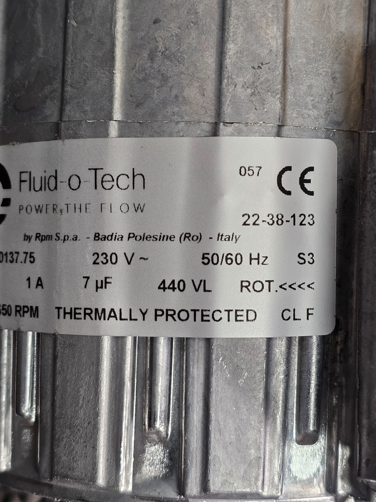 RPM S.P.A MOTOR C0137.75 230V 120W 1320/1650 RPM 50/60 HZ