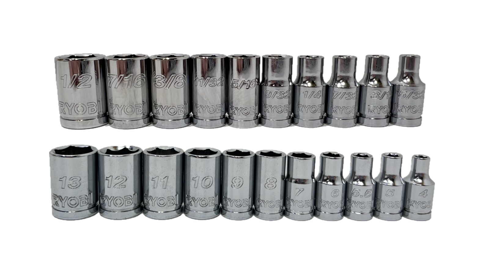 NEW Ryobi 21pc ¼” Drive, 6 Point, SAE & Metric Socket Set