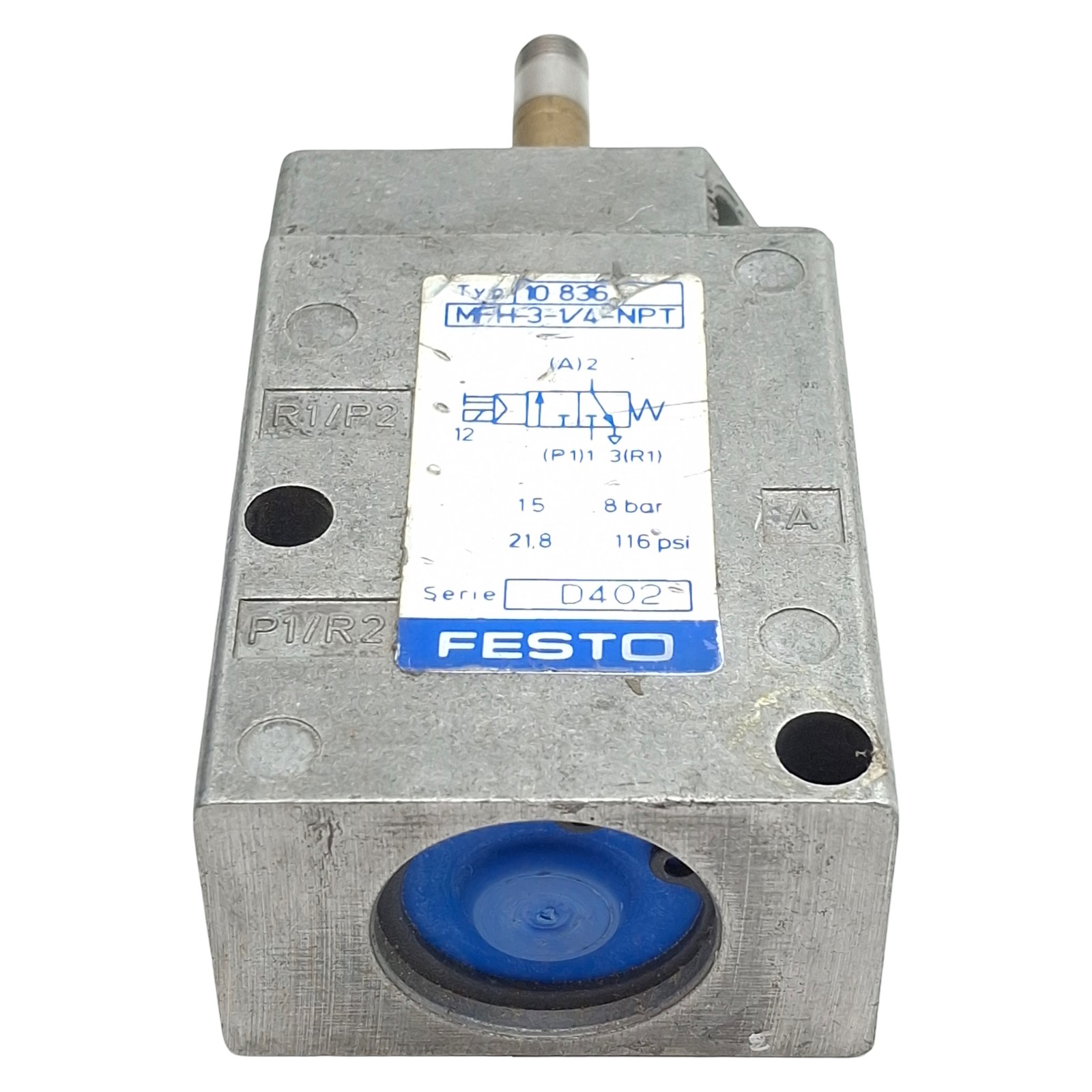 Festo MFH-3-1/4-NPT Solenoid Valve, 3/2-Way, 1/4in NPT, M5, 0.15-0.8MPa