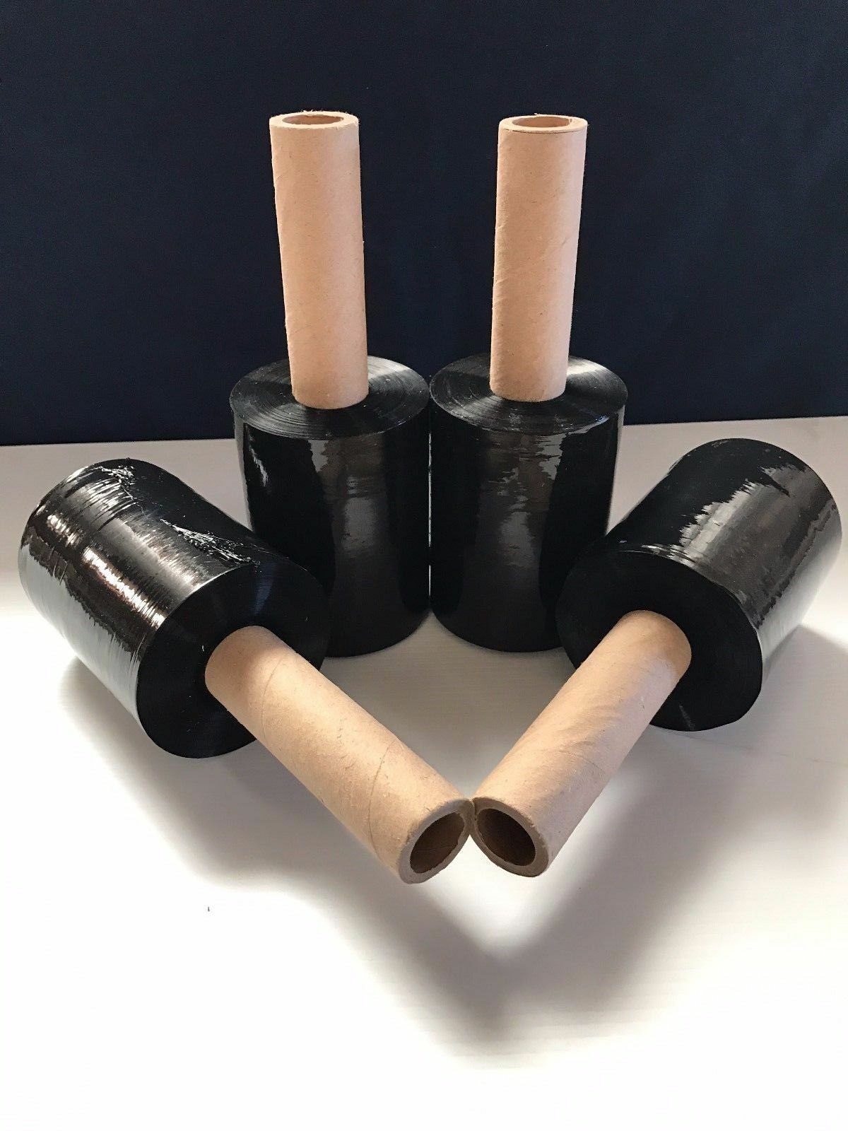 12 Rolls 5″ x 1000FT 80 Gauge BLACK Stretch Shrink Film Hand Wrap With Handle