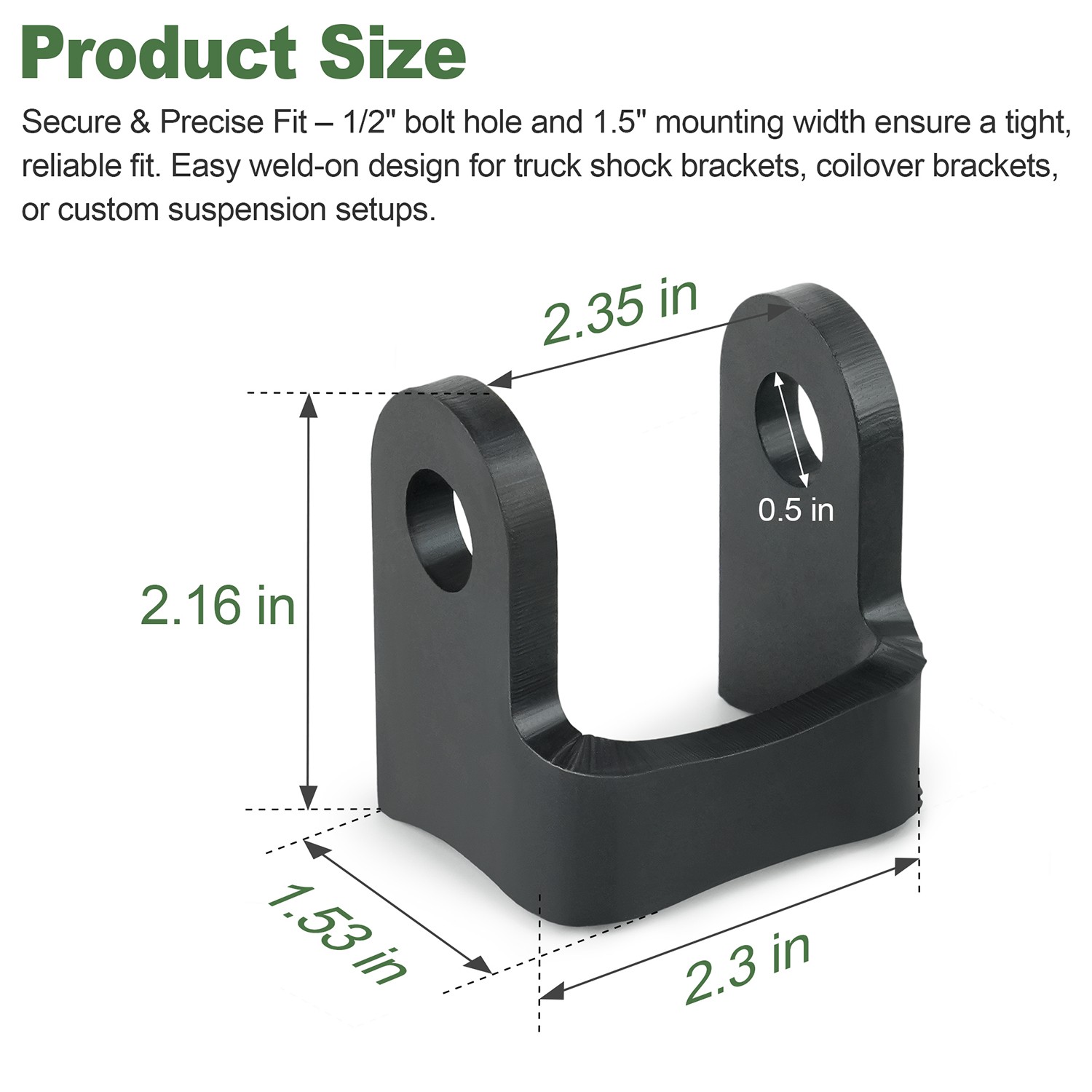 2 Pack – 3”Shock Bracket – 6mm HRP&O Steel, 1/2″ Bolt Hole, Fits 1.75″–3″ Tube