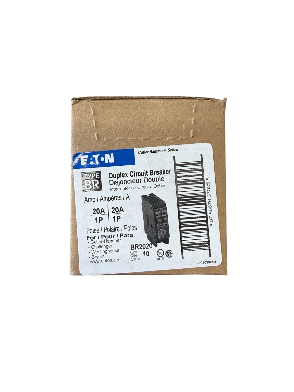 10 PCS Eaton BR2020 Dual 20A 1-Pole Tandem Circuit Breaker 20 Amp BR Twin 120V