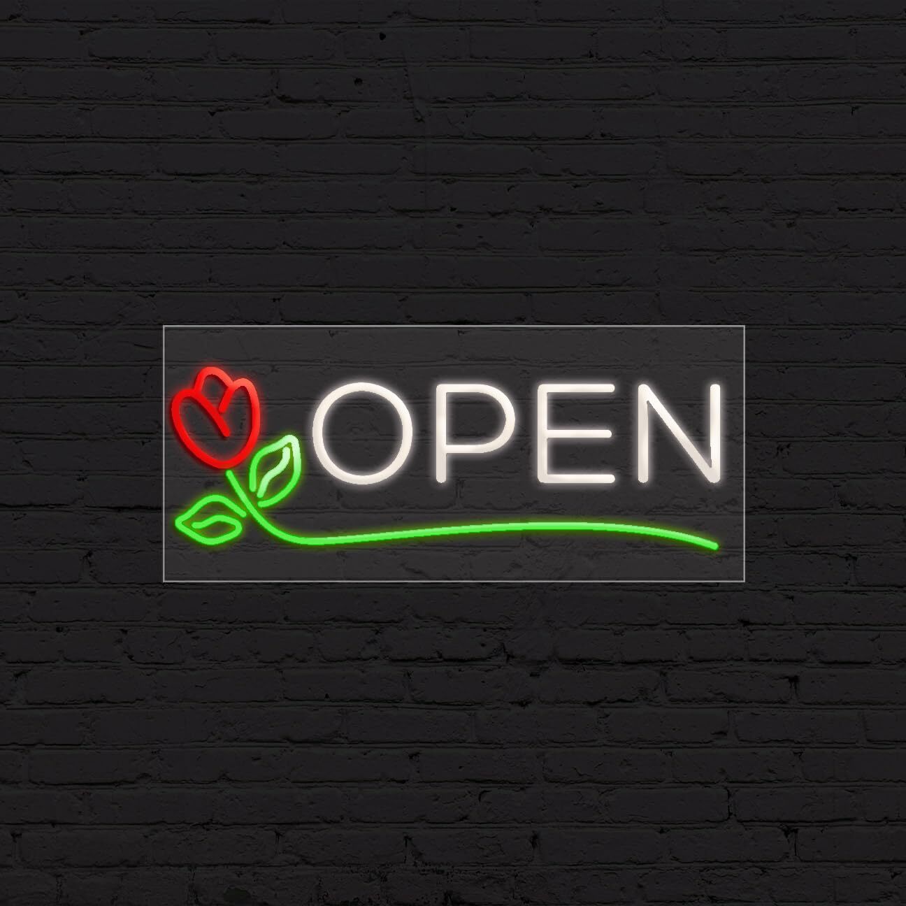 Open (rose) Sign for Business Displays | LED Flex Neon | 32″W x 13″H x 1″D