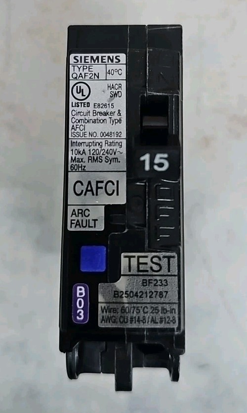 Siemens QA115AFCN 15A 1-Pole Plug-On Neutral Circuit Breaker NEW