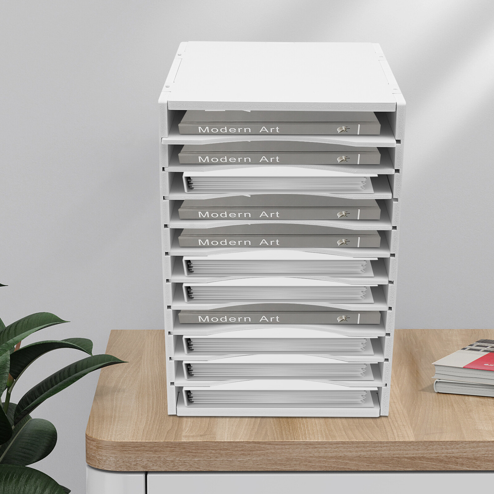 Document Organizer Vertical Desktop Sorter 11-Compartments Paper Storage Holder