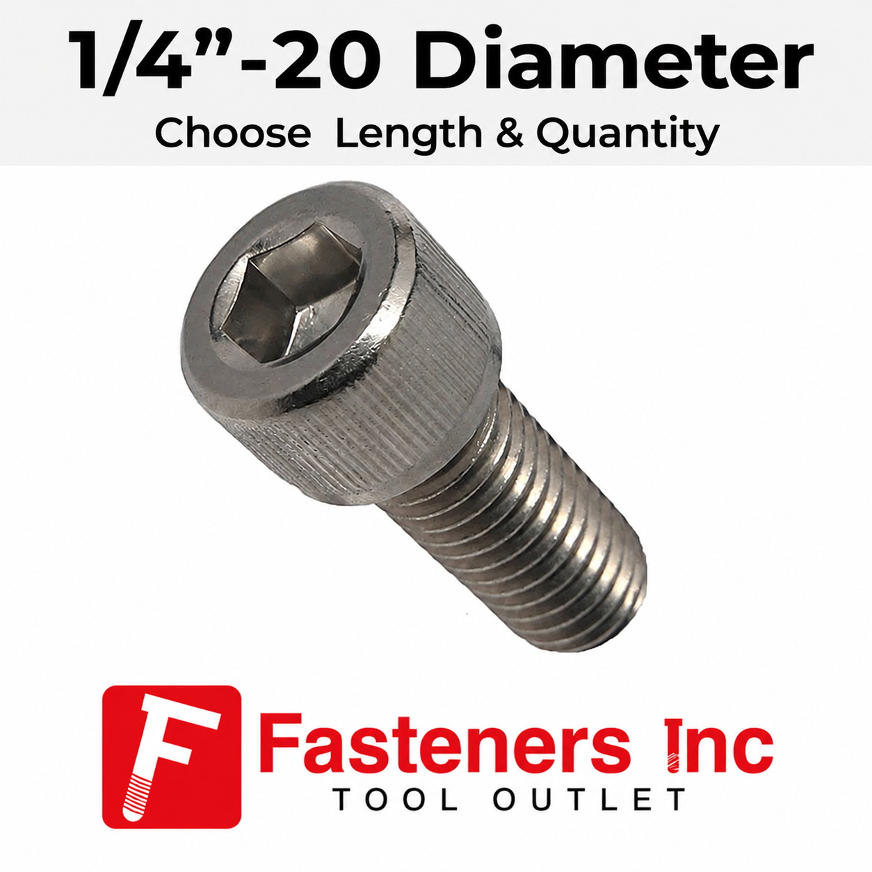 1/4″-20 Socket Head Cap Screws Allen Hex Drive Stainless Steel Bolts All Lengths