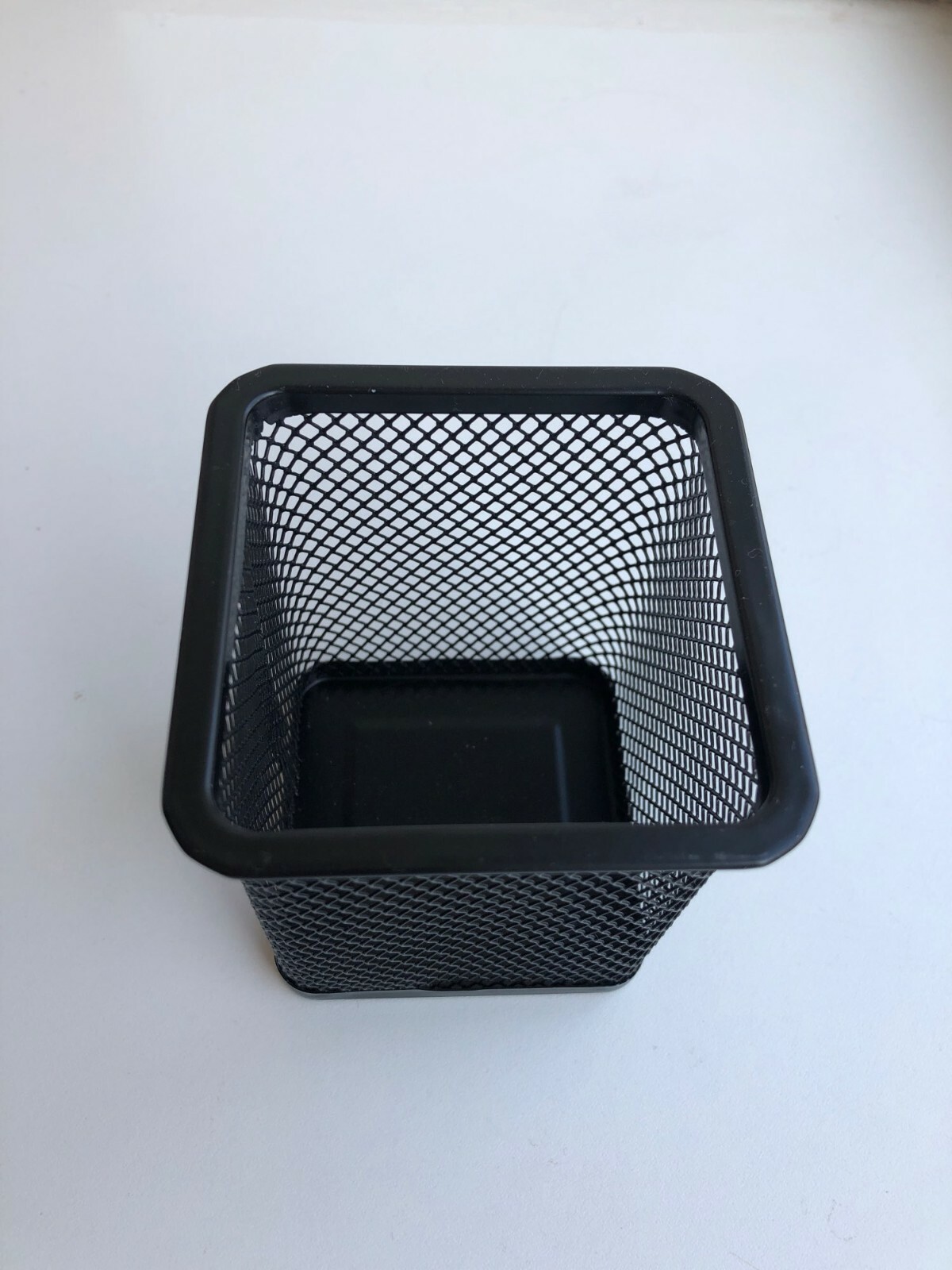 Pencil Holder Office Desk Metal Mesh Square Pen Pot Cup Case Container