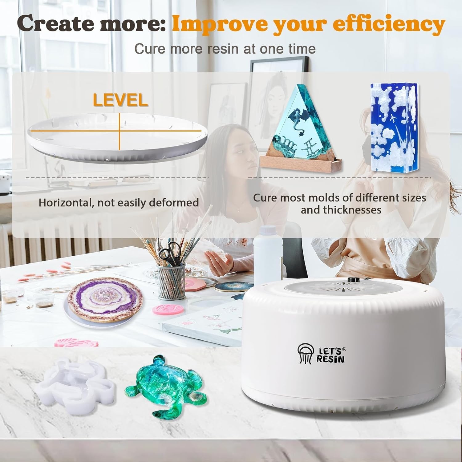 Resin Curing Machine with Large Tray for DIY Silicone Molds & Fast Drying