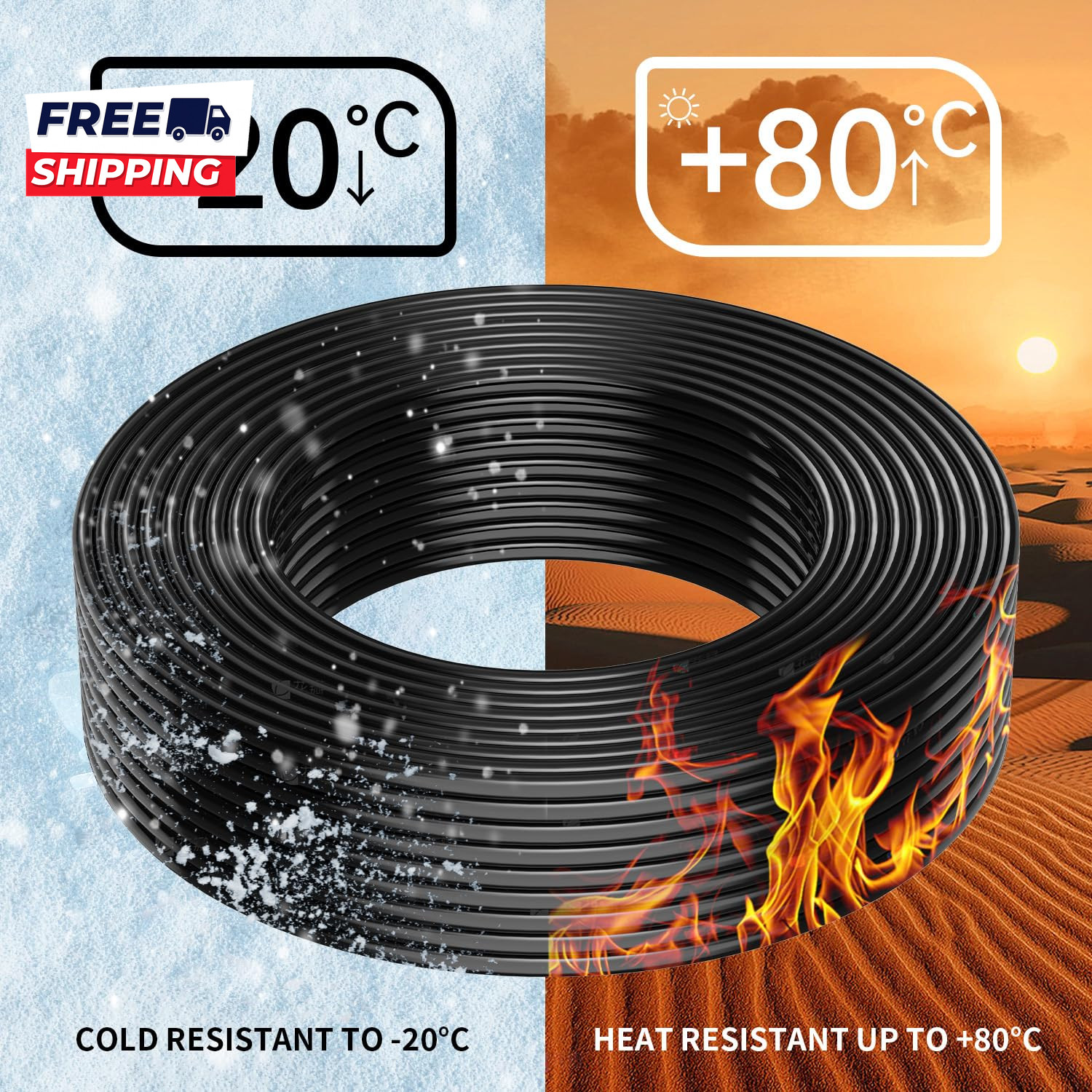 18 Gauge 2 Conductors 30FT Electrical Wire Flexible Low Voltage PVC Copper