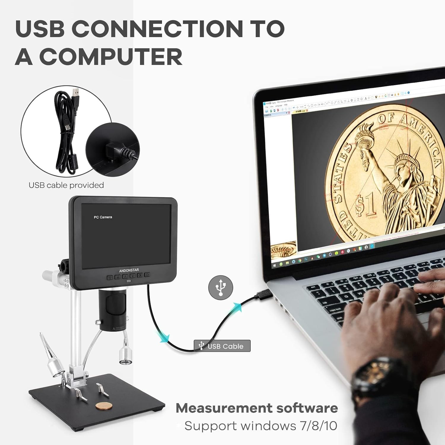 Andonstar AD246S-M HDMI Digital Microscope-7″ (HDMI) 3 Lens
