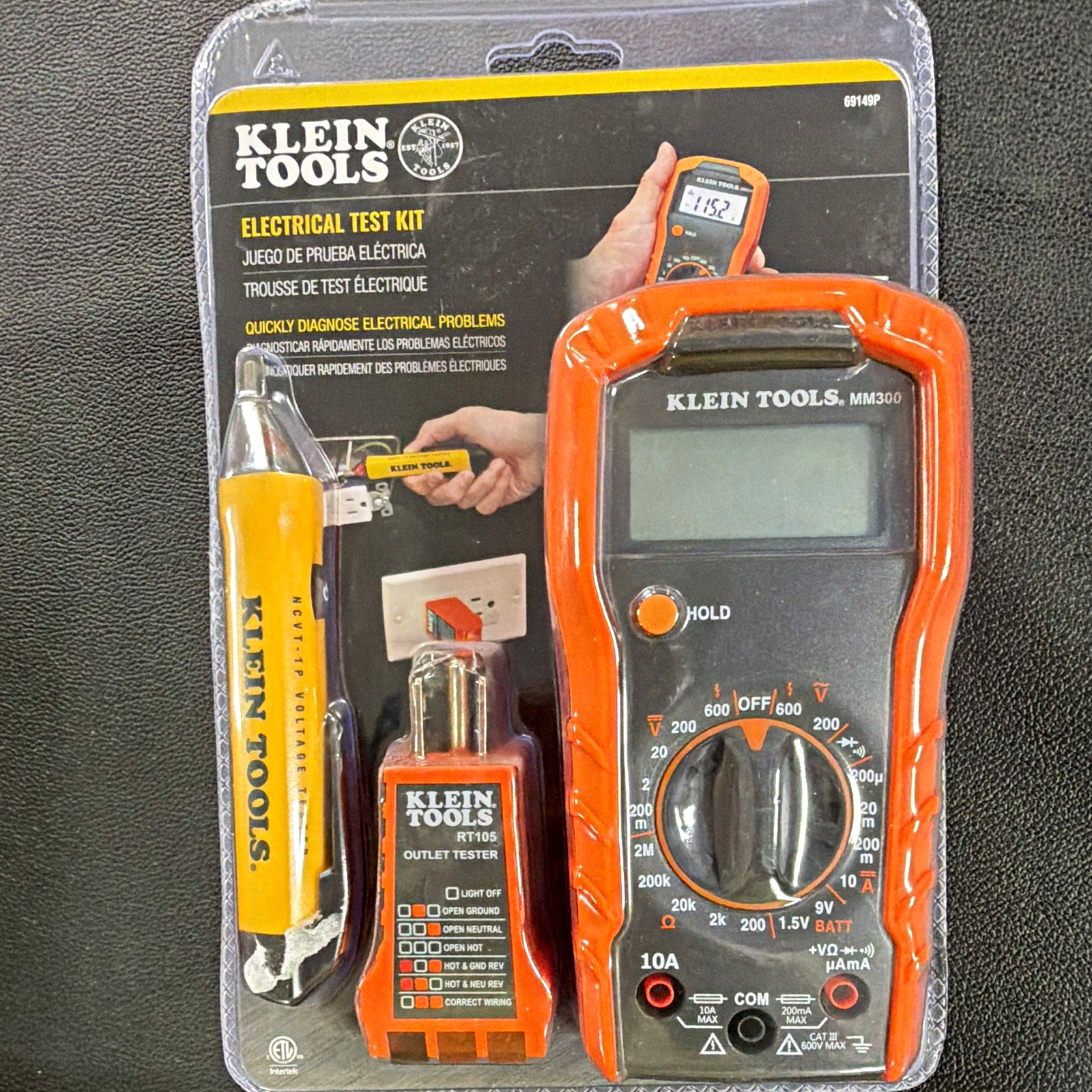 Klein Tools 69149P Electrical Test Kit MM300 NCVT-1P RT105 CAT III 600V
