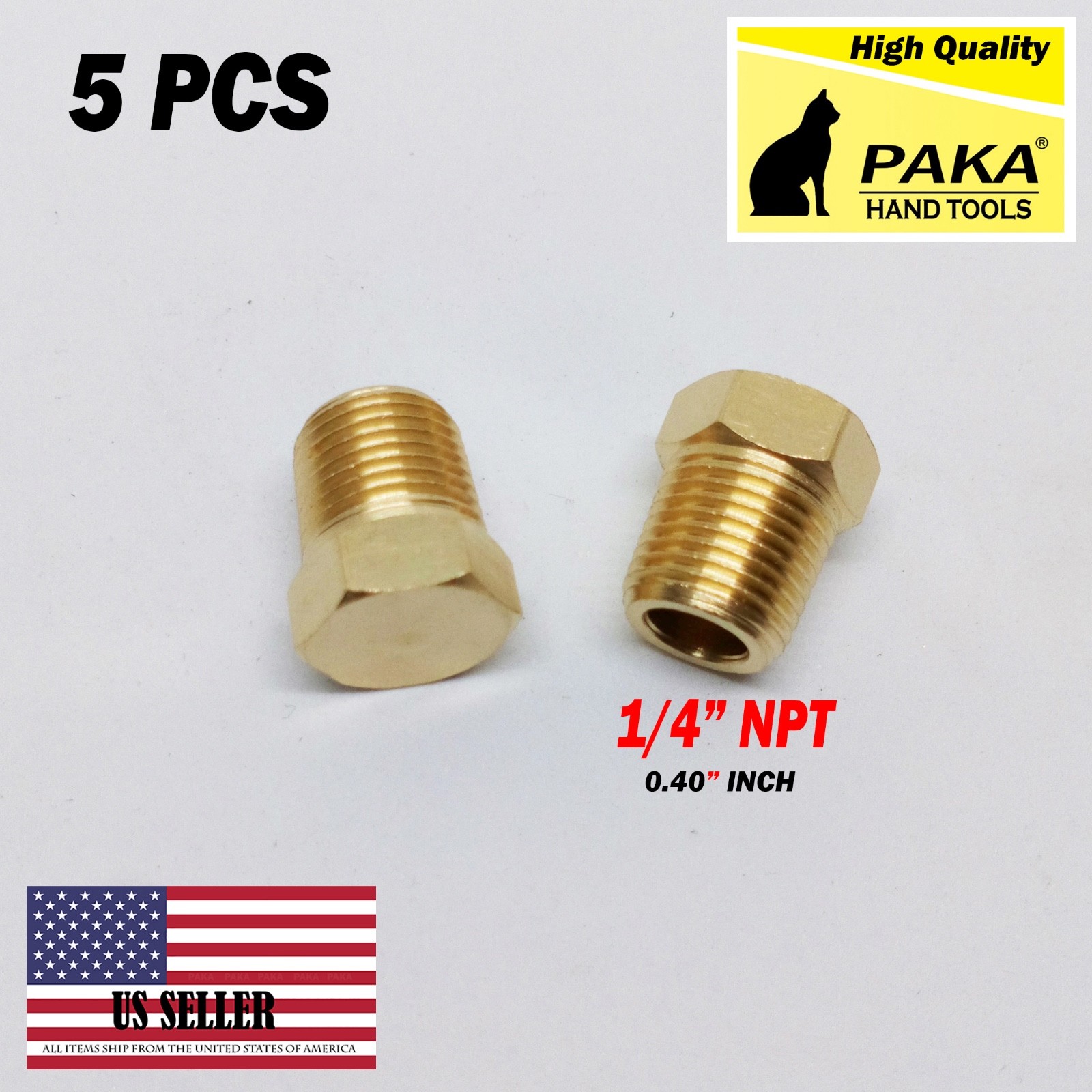 5pc 1/4″ inch male NPT Cored Hex Head Plug Brass Pipe Fitting NPT fuel water air