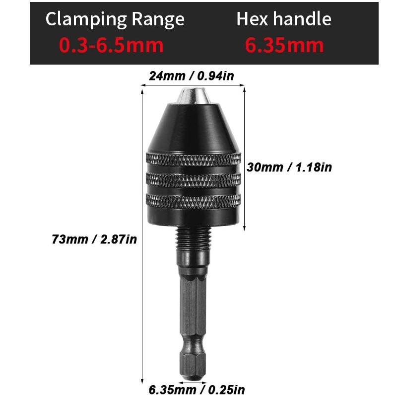 1PC 0.3–8mm Mini Keyless Drill Chuck Adapter: 1/4″ Hex Shank Collet Converter