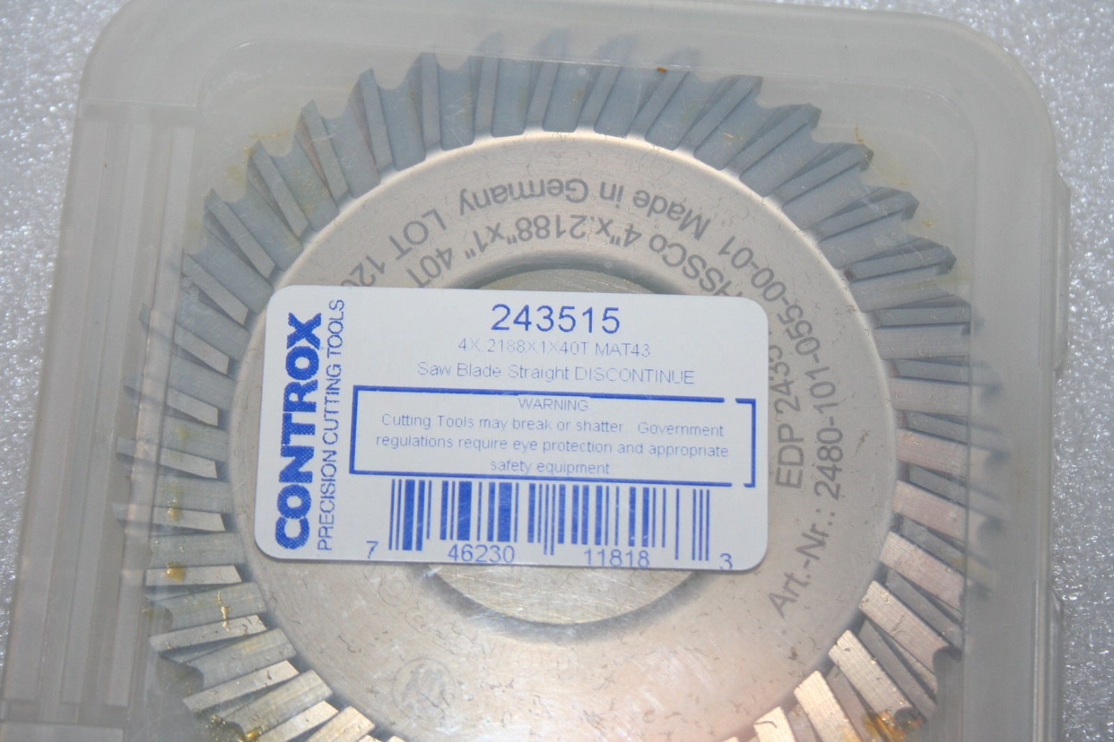 CONTROX Cobalt 4″ x .2188″ 40T Straight Saw Blade 1″ Arbor EDP# 243515 * NEW *