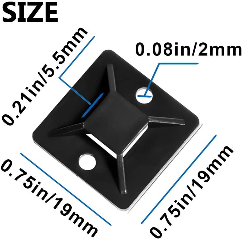 Self Adhesive Cable Tie Mounts 3M Strongly Adhesive Backed Zip Tie Base Holders