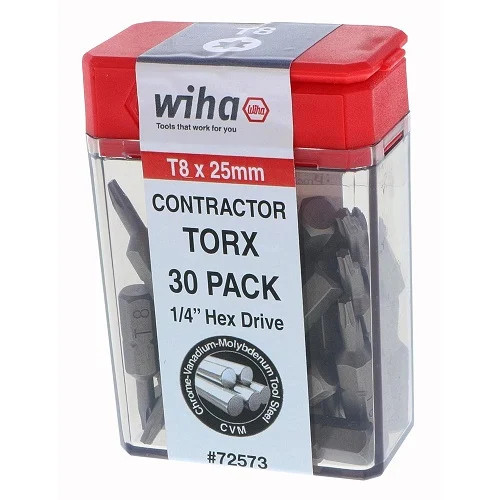 Wiha 72573 Standard Bit Torx T8 X 25Mm – 30 Pack