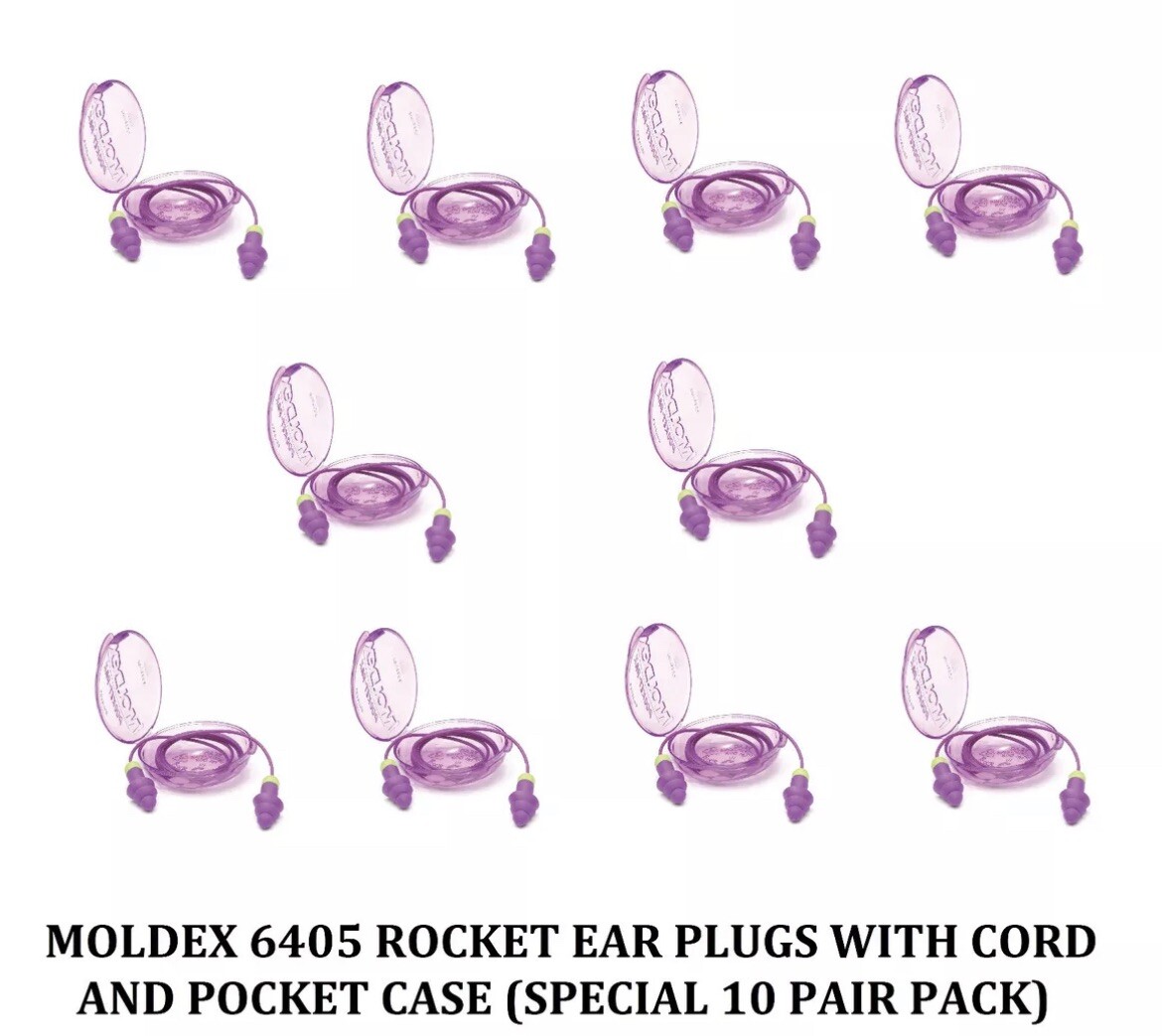 MOLDEX ROCKETS 6405 REUSABLE EAR PLUGS CORDED WITH CARRY CASE (10 PAIR PACK)
