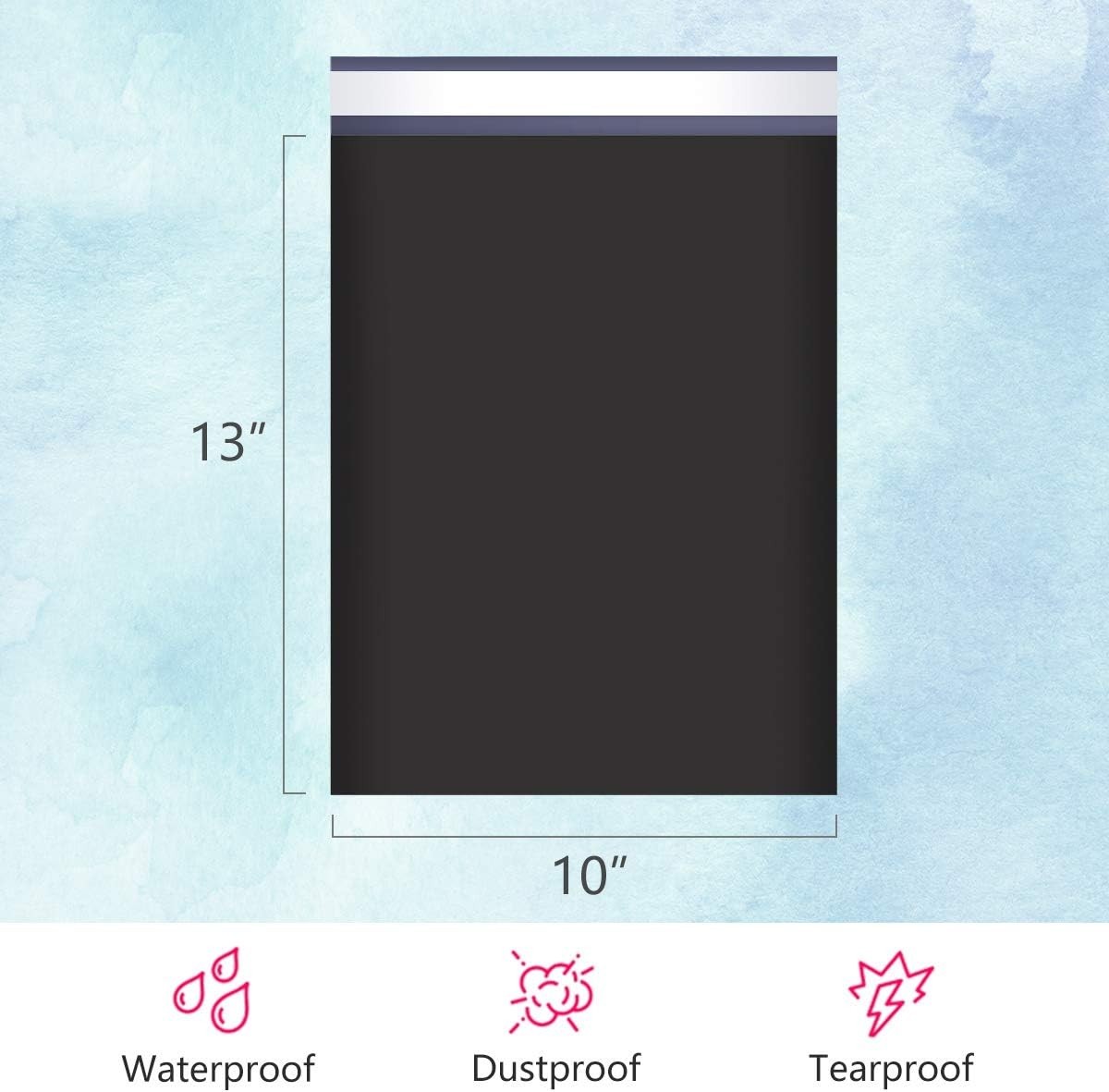 200 Pack 10×13 Inch Black Poly Mailers – Self-Seal, Waterproof, Durable Shipp…