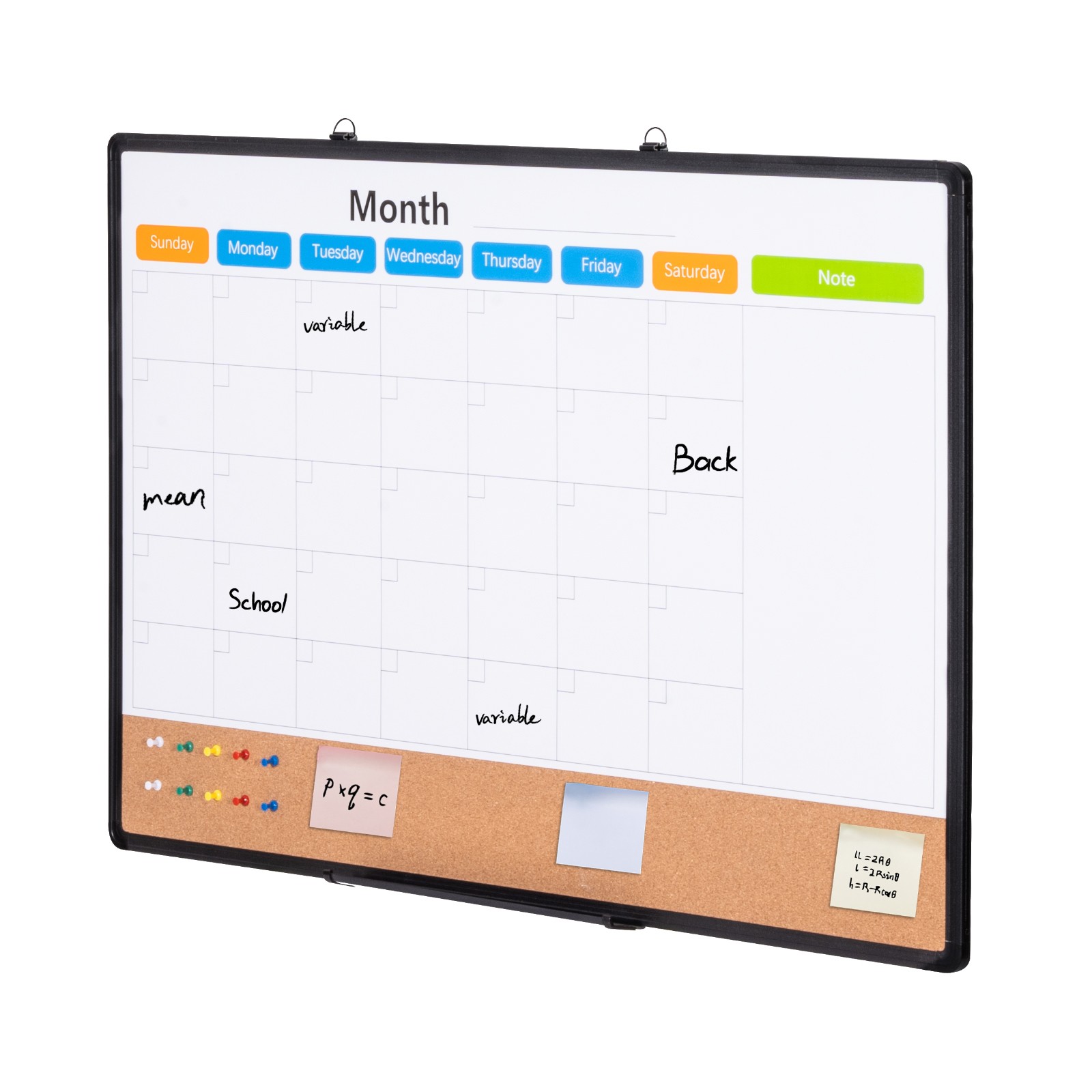 Uimoso 36″x24″Monthly Calendar Whiteboard & Cork Board Combo with Aluminum Frame