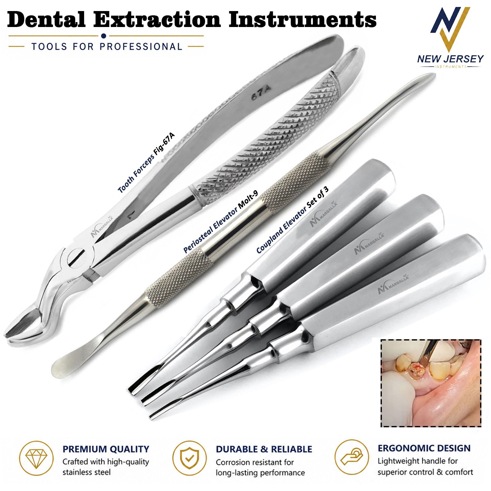 Dental Tooth Extraction Kit Extracting Forceps Coupland Elevator Molt 9