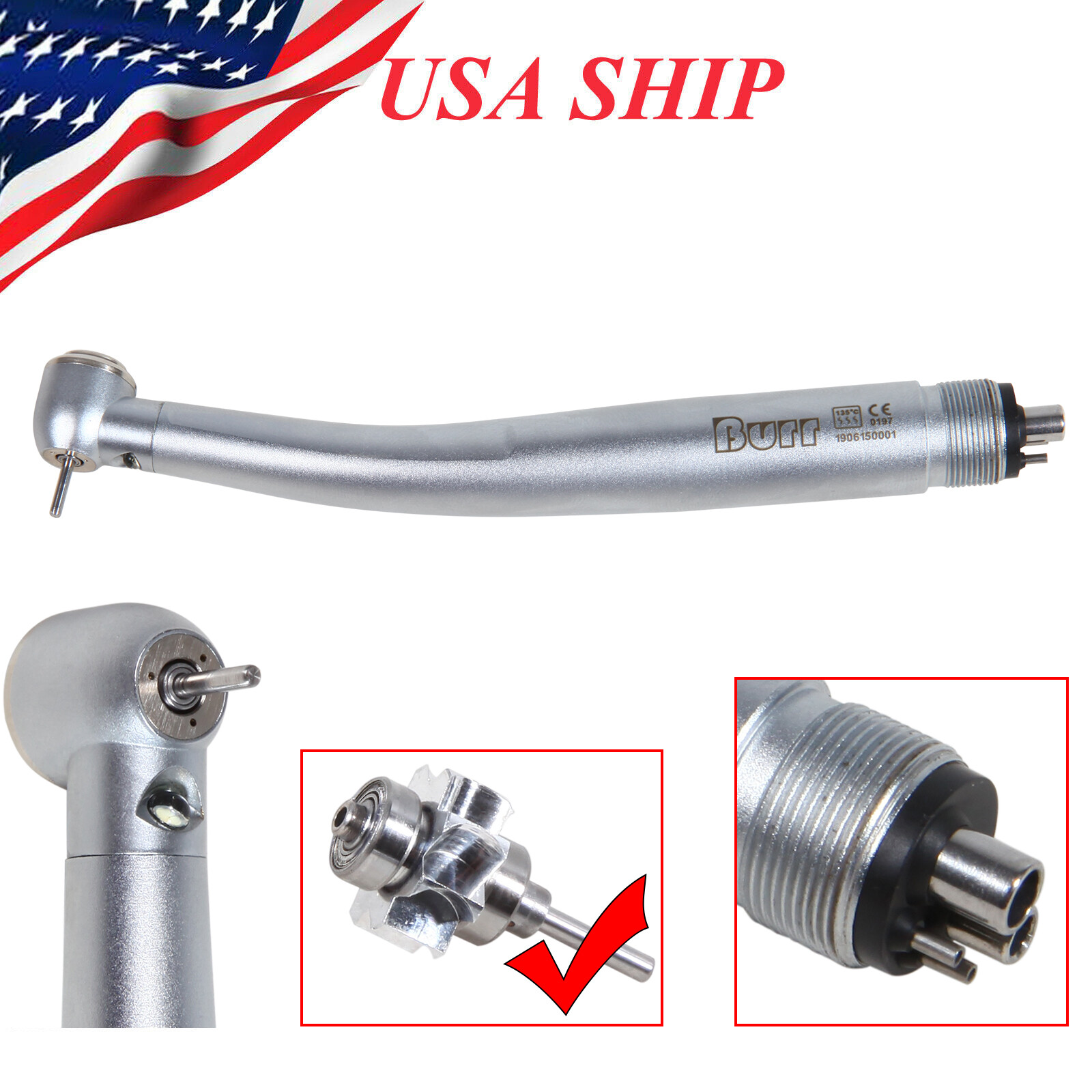 KaVo Style Dental LED E-generator Fiber Optic High Speed Handpiece 4Holes