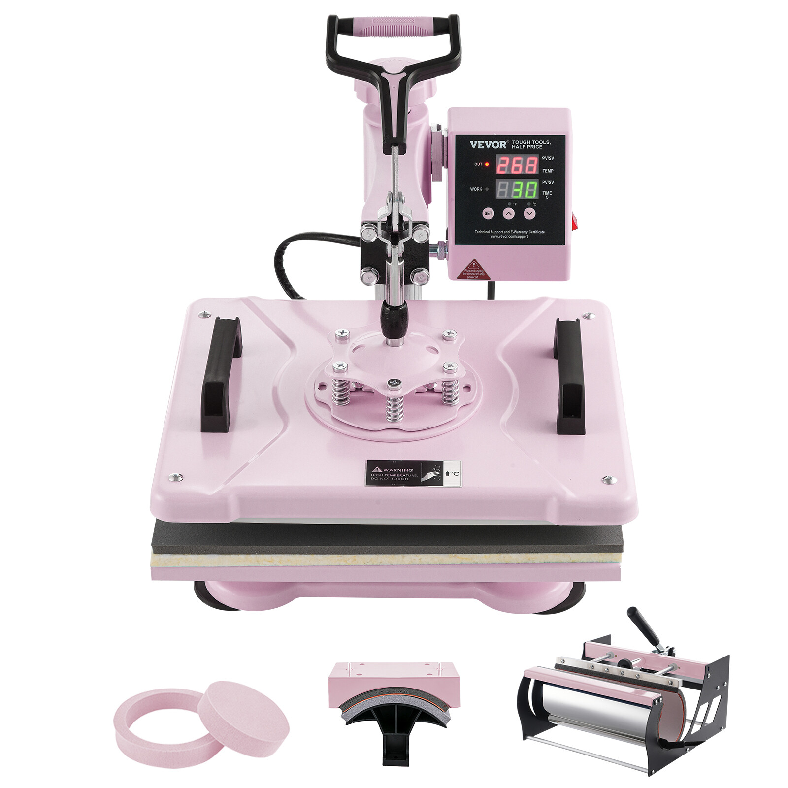 VEVOR Heat Press Machine 12×15 inch with 30oz Tumbler Press T-Shirts Pink