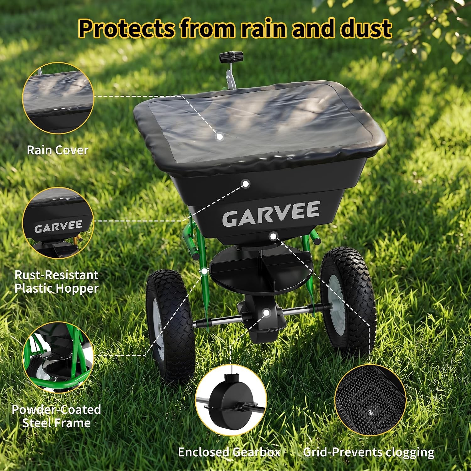 Tow Behind Broadcast Spreader 85lbs Lawn Garden ATV Spreader for Seed Fertilizer