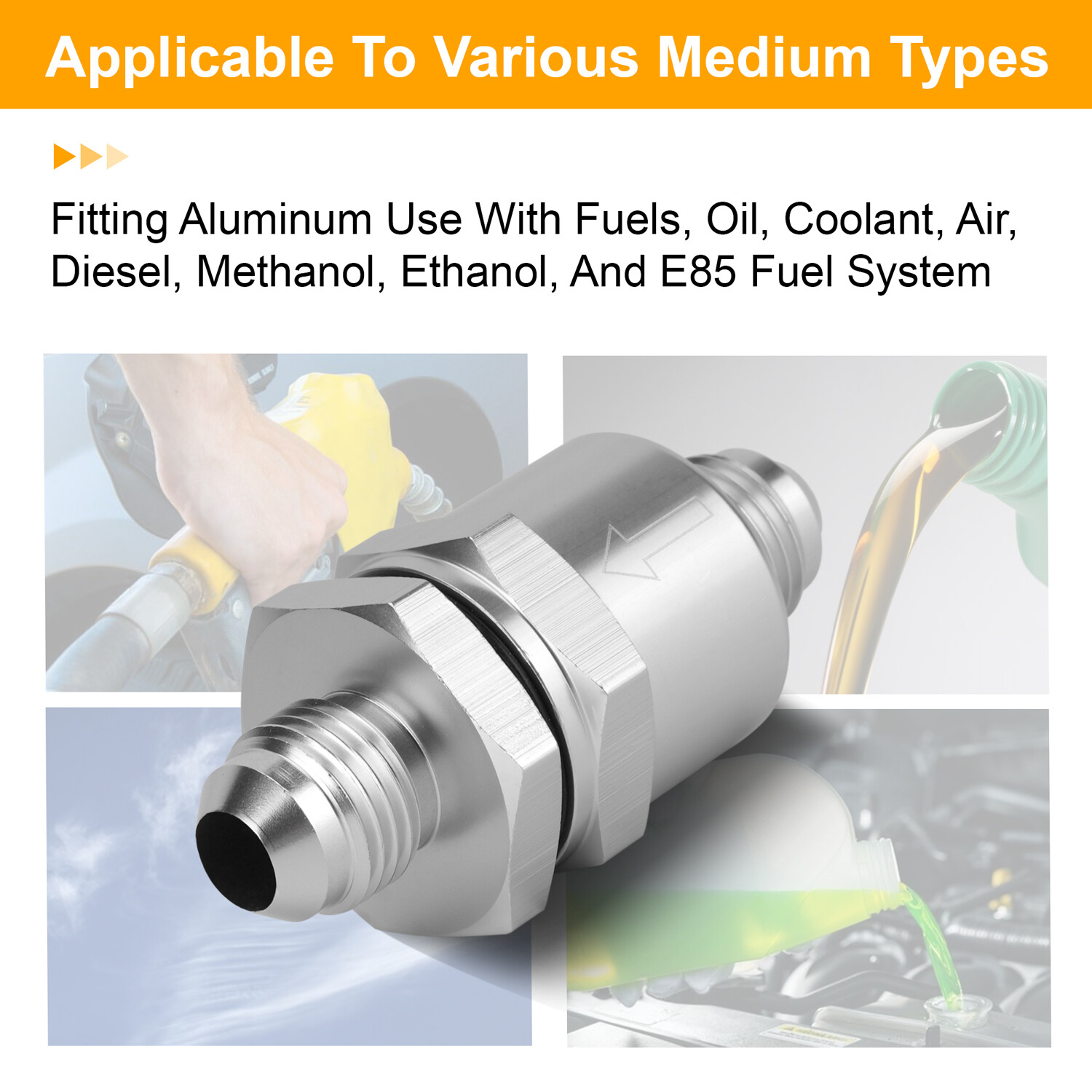 Aluminium -6 AN to AN6 Flare Inline Check Valve -Sliver