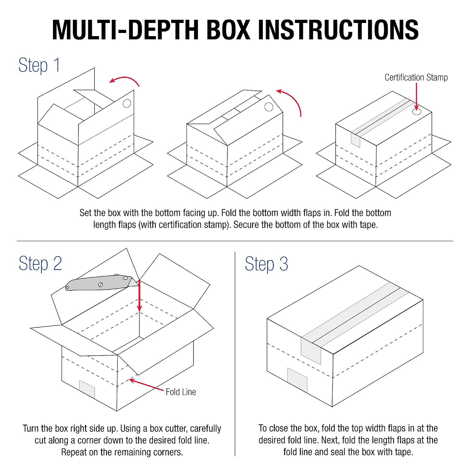 Corrugated Shipping Boxes Multi-Depth Kraft 11 1/4 x 8 3/4 x 12 Inches Pack of
