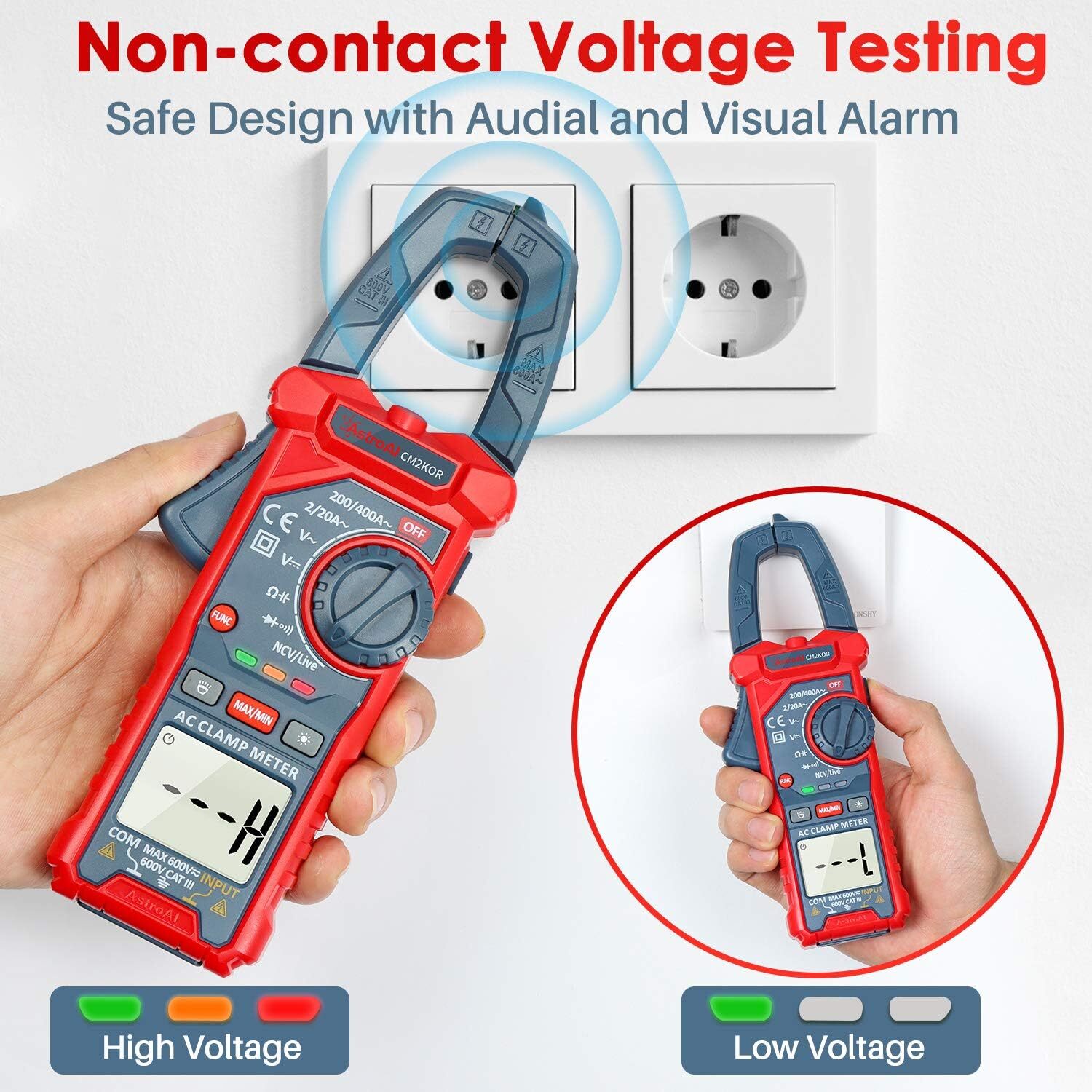 Astroai Digital Clamp Meter Multimeter 2000 Counts Amp Voltage Tester Auto-Rangi