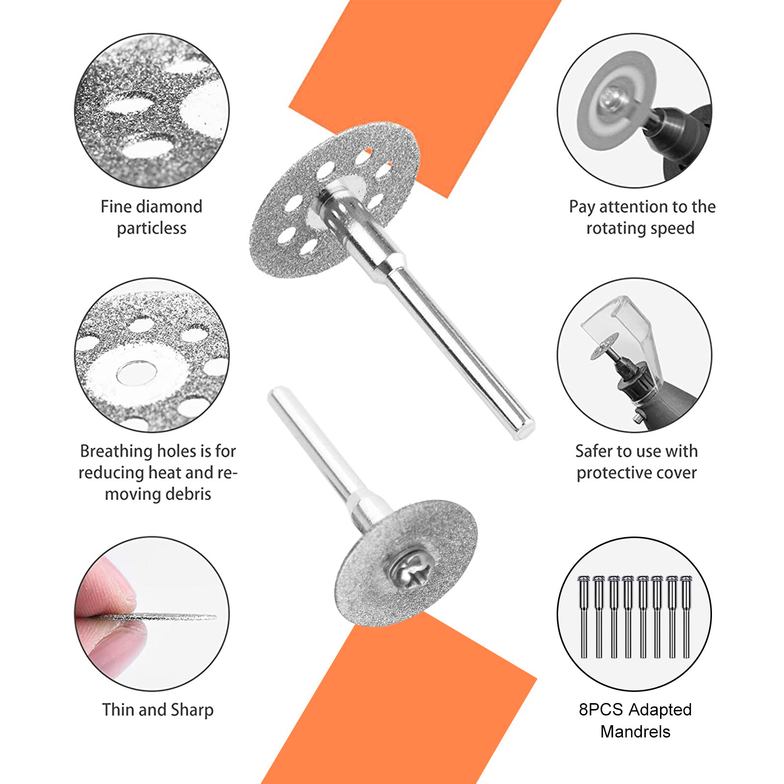 50Pcs Cutting Wheel Set Mini Drill for Dremel Rotary Tool Accessories w/ Mandrel