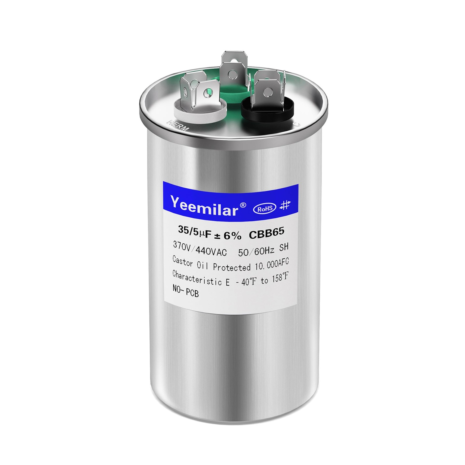 35+5 uF 35/5 MFD ±6% 370V/440V CBB65 AC Capacitor, Dual Run Round Capacitor R…