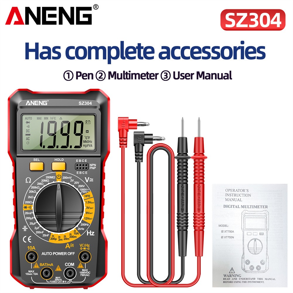Portable Digital Multimeter AC DC Voltmeter Ammeter Ohmmeter Volt Tester Meter