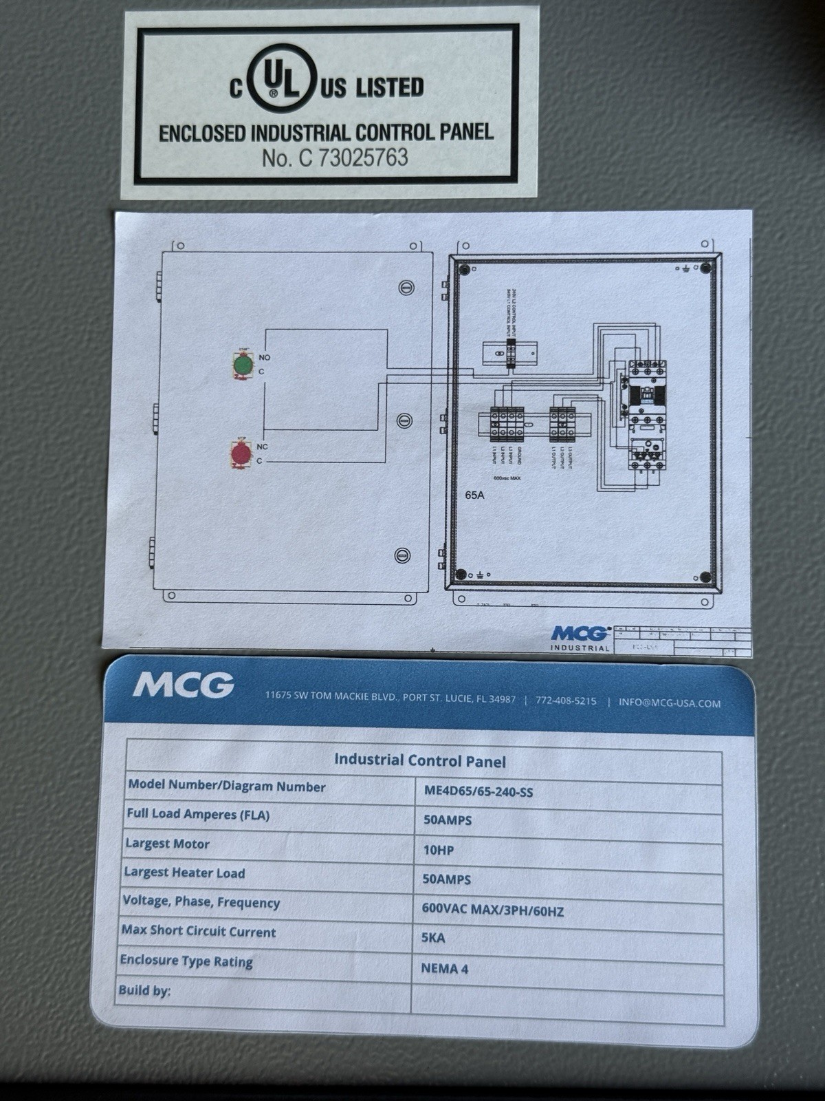 MCG Industrial NEMA 4 Enclosed Motor Starter Start/Stop 50A 10HP 600V New