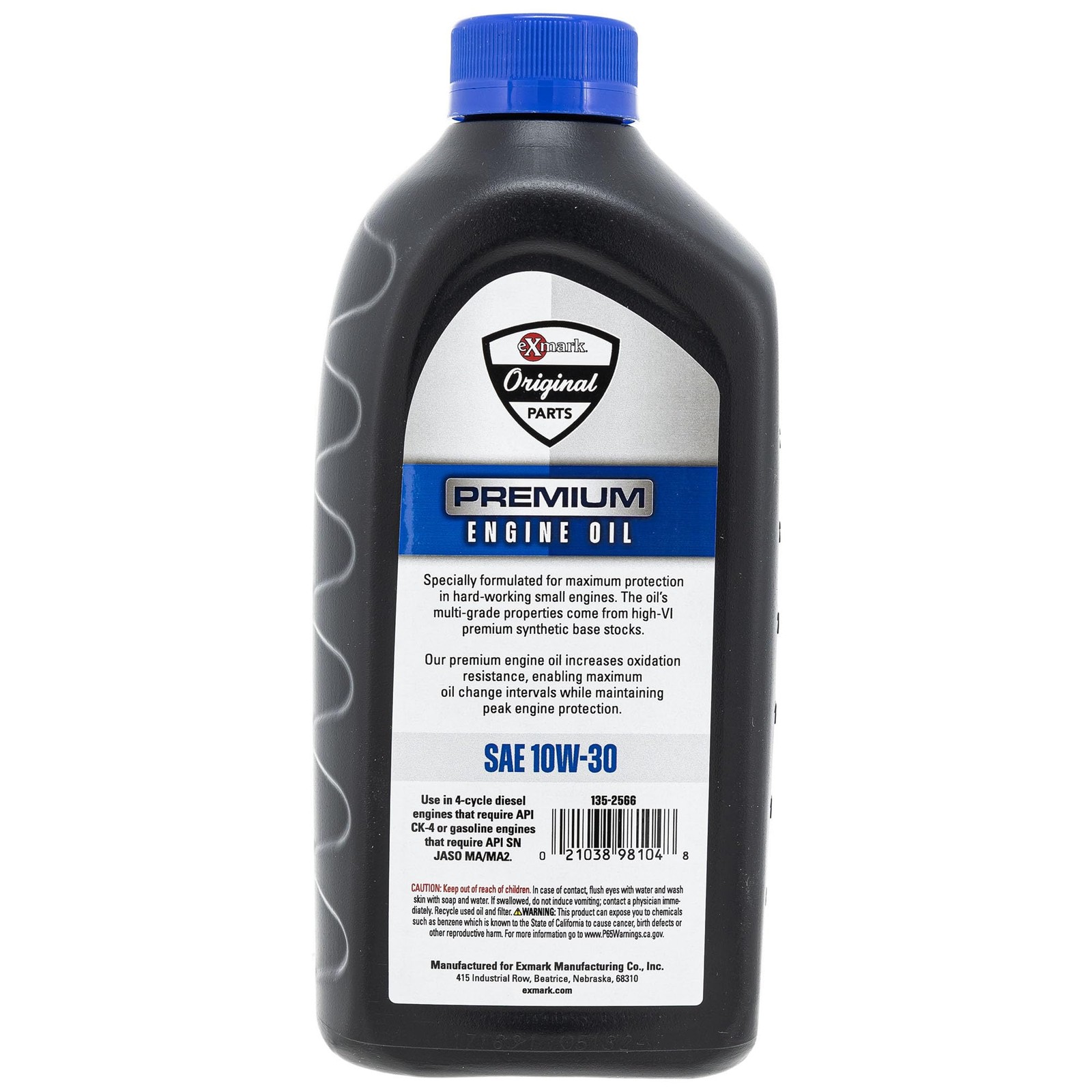 Exmark 135-2566 Engine Oil 10W-30 Full Synthetic Quart Bottle 12 Pack