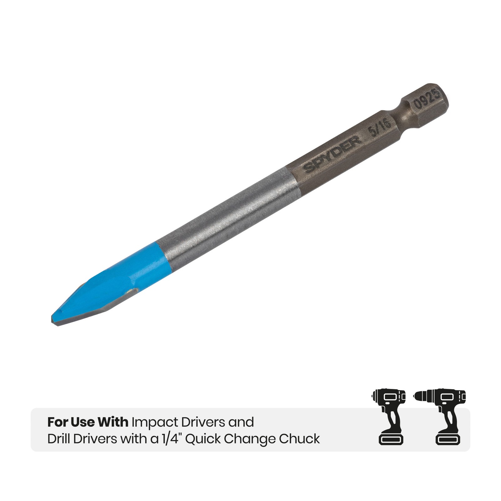 Spyder 5/16 in x 3.5 in Hex Shank Carbide-Tipped Glass and Tile Drill Bit 950075
