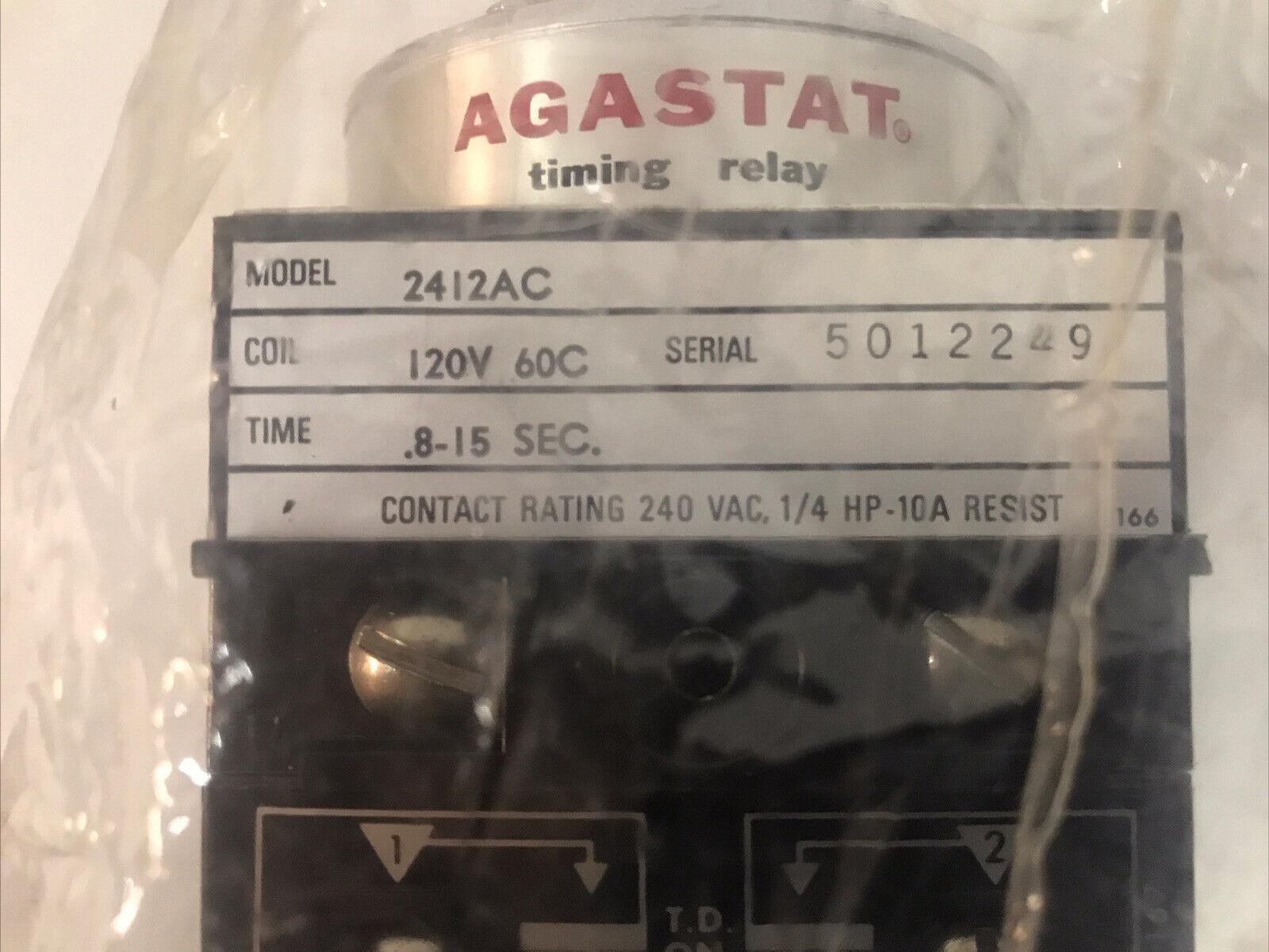 Agastat 2412AC Time Delay Relay 0.8-15 Seconds 10 Amp 120 VAC 60 HZ