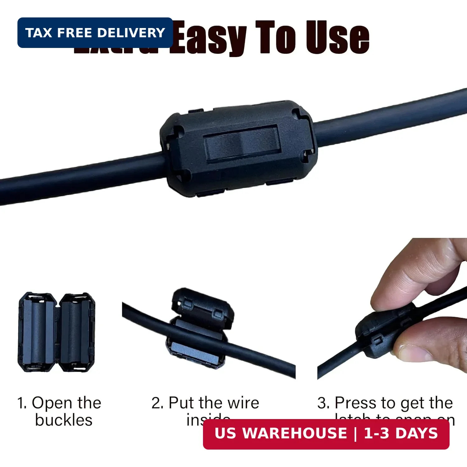 Ferrite Core Cable Clips Set, 22 Pieces, 3.5-13mm Diameter, EMI RFI Noise Suppre