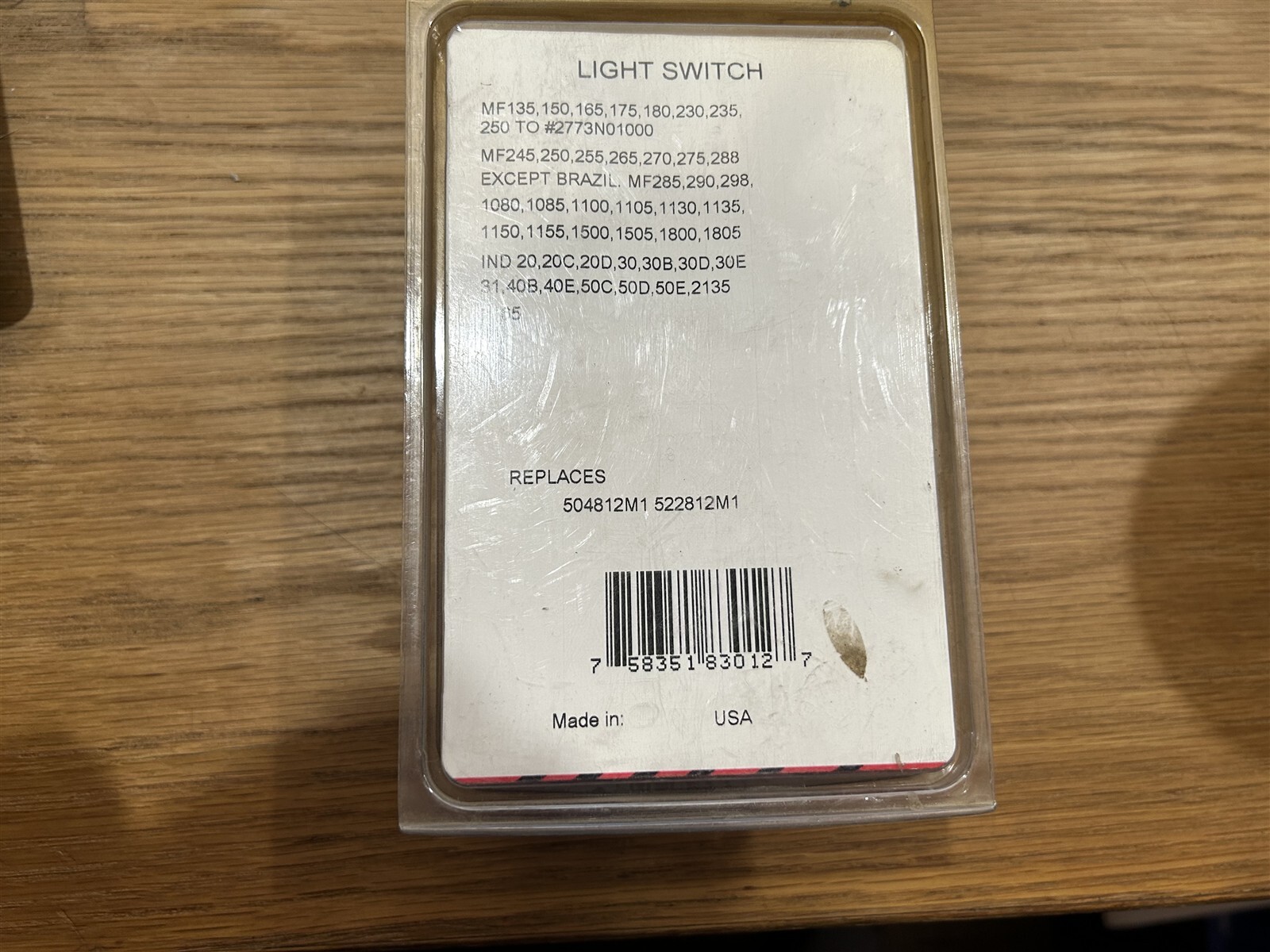 Tisco New Old Stock Part # 772954M1 LIGHT SWITCH WITH KNOB