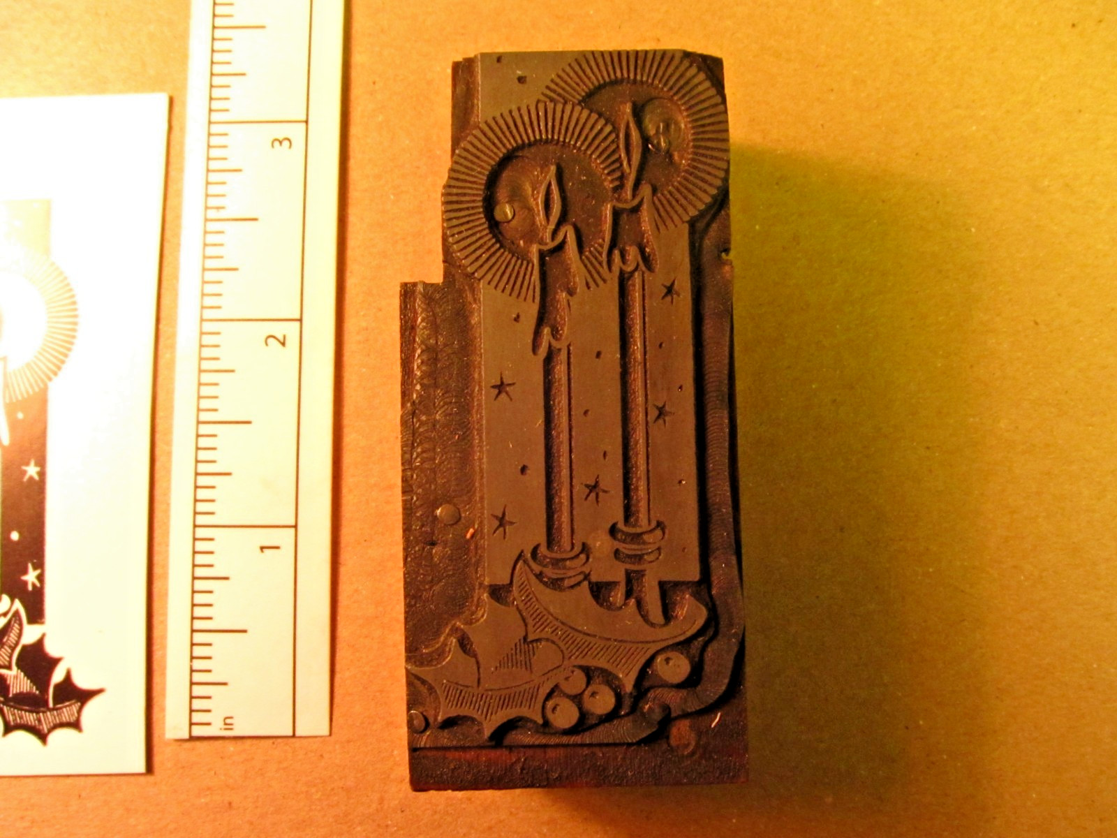 Printing Letterpress Printers Cut Block, Printers Cut «Holiday Candles» Zinc