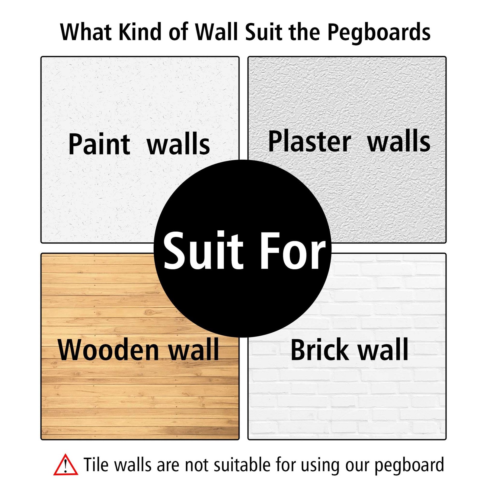 LANSI 6 PCS White ABS Peg Board Organizer Panel