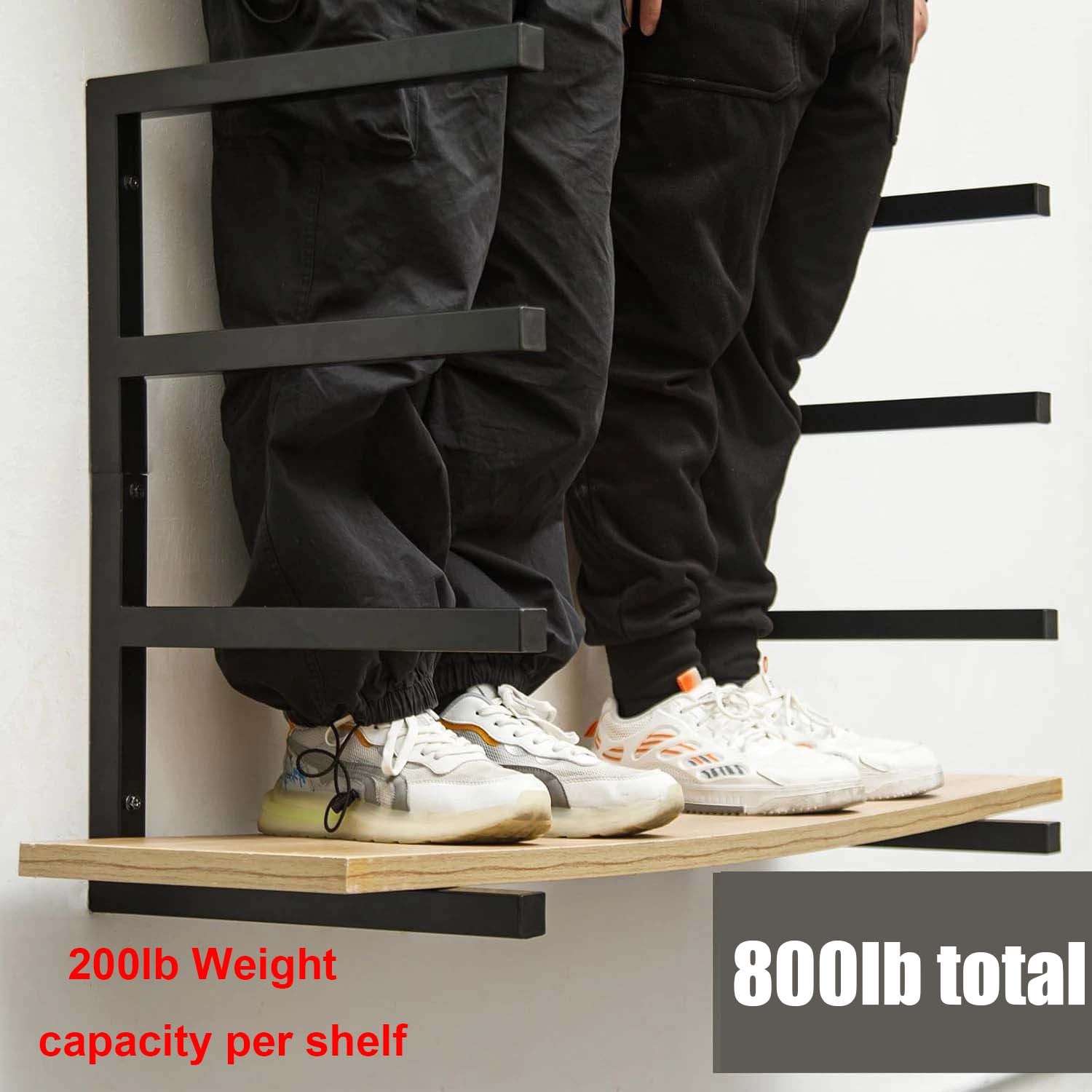 2 Pack Lumber Storage Rack 4 Level Wall Mounted Heavy Duty Wood Rack Organizer
