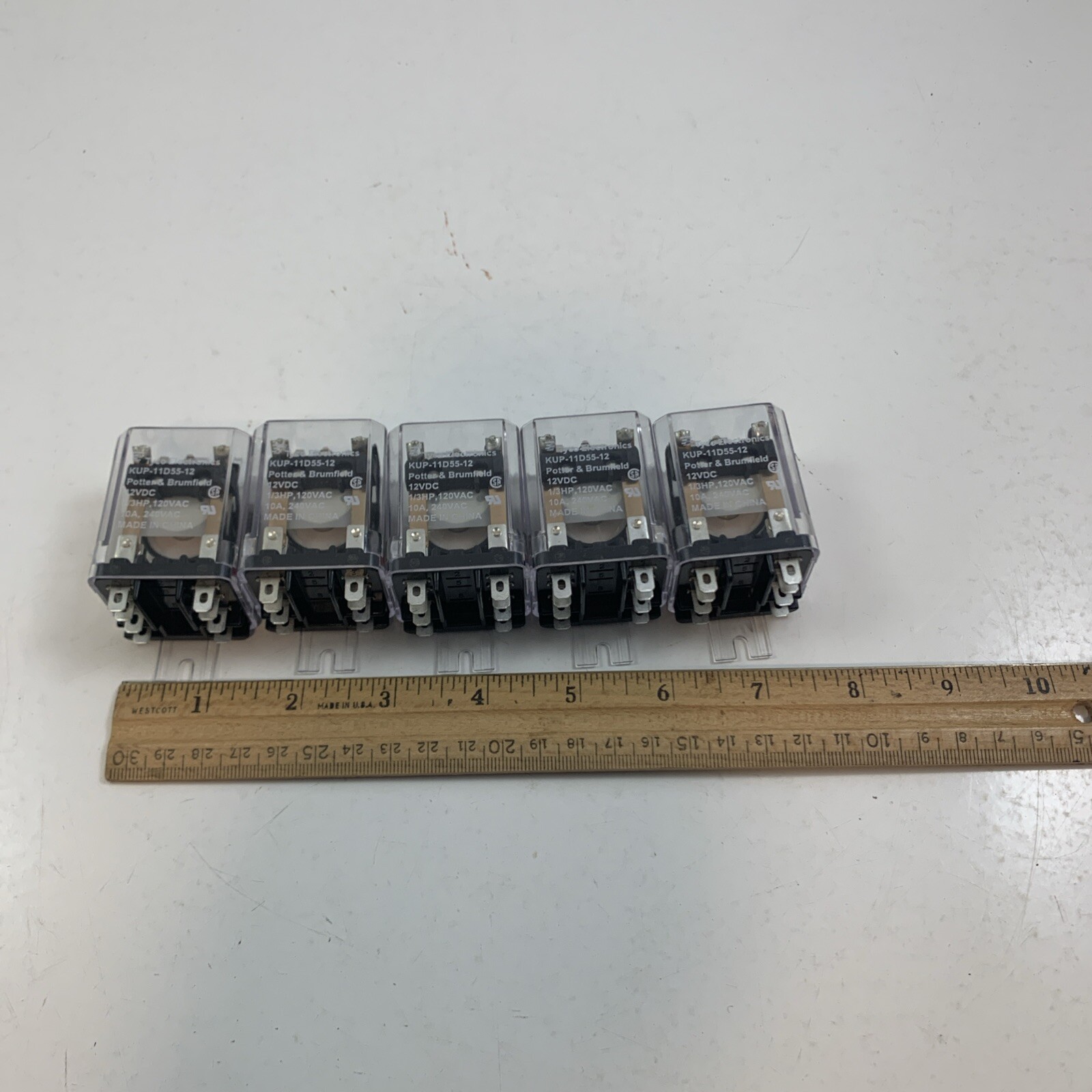 Potter & Brumfield Relay KUP-11D55-12 12VDC 1/3 HP 120AC 10A 240VAC 5 PCS #1024B