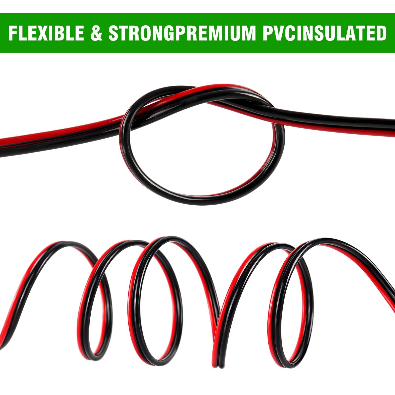14AWG Electrical Wire 100FT Red Black 2 Conductor Low Voltage Cable