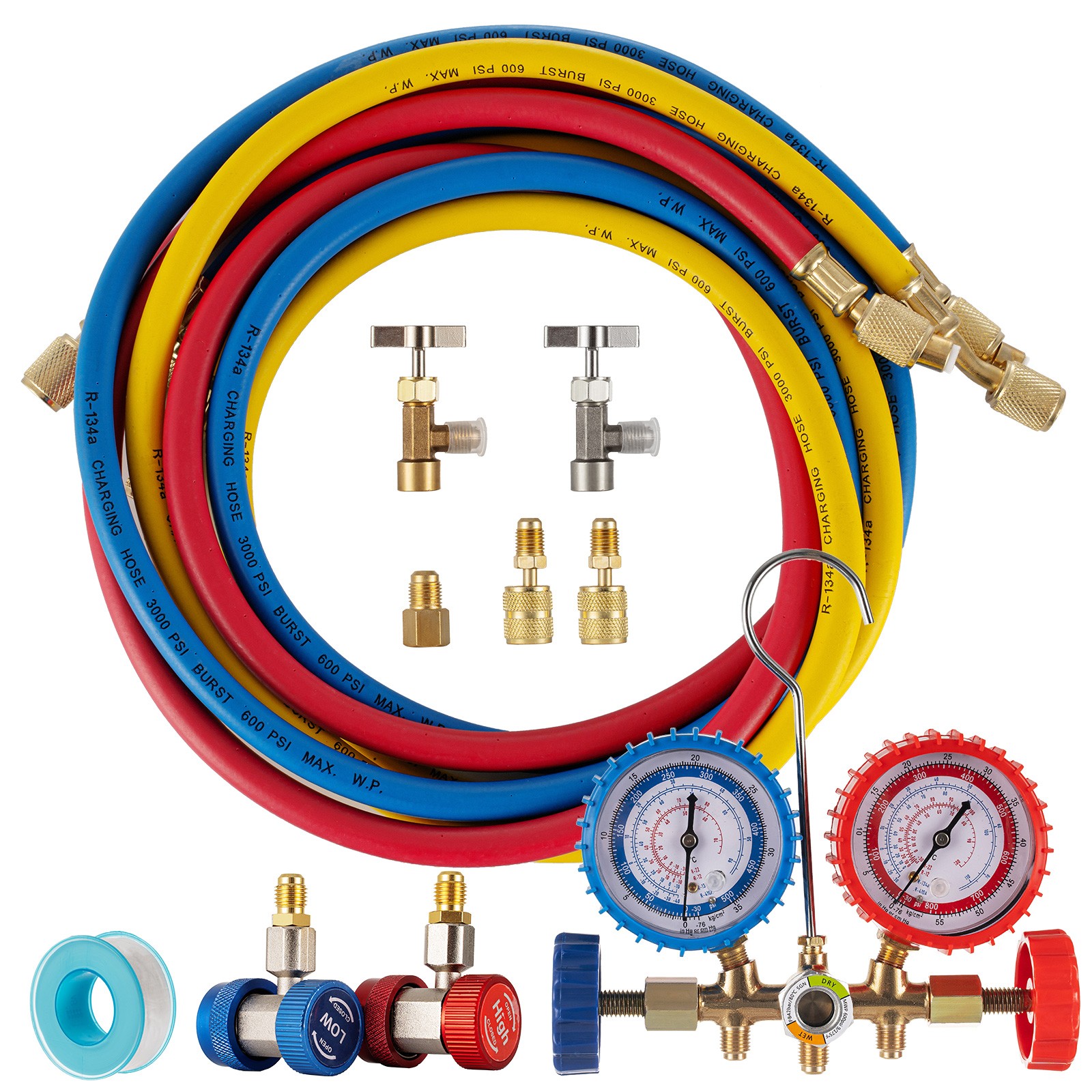 3,5CFM 1/4HP Air Vacuum Pump HVAC &R134A R410a R22 Kit AC A/C Manifold Gauge Set
